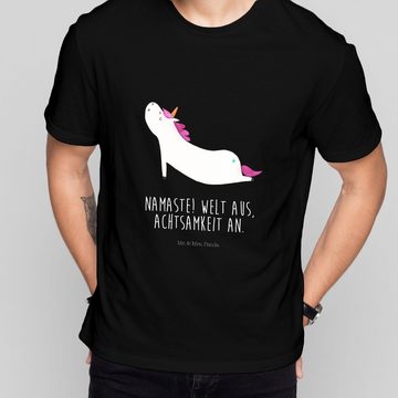 Mr. & Mrs. Panda T-Shirt Einhorn Yoga - Schwarz - Geschenk, Lustiges T-Shirt, Unicorn, Nachthe (1-tlg)