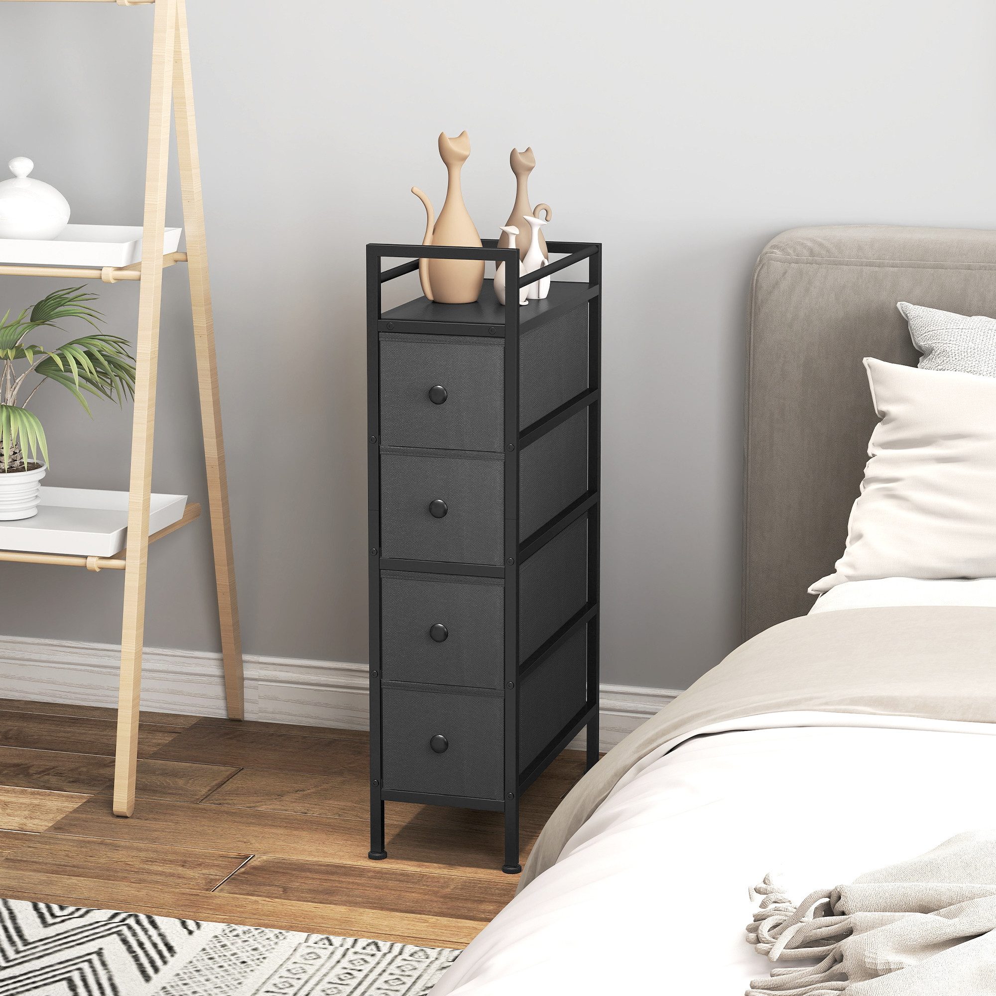 HOMCOM Kommode (Sideboard, 1 St., Stoffkommode), 20 cm schmales Design