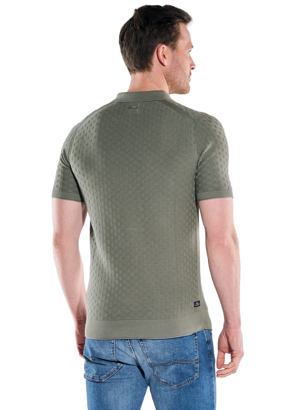 Engbers Poloshirt Herren Modisches Strick-Poloshirt mit Zipper, Dunkelgruen