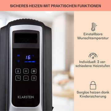 Klarstein Heizstrahler Thermaxx Noir, 2500 W, Ölradiator energiesparend Thermostat 10 Rippen Heizkörper Rollen