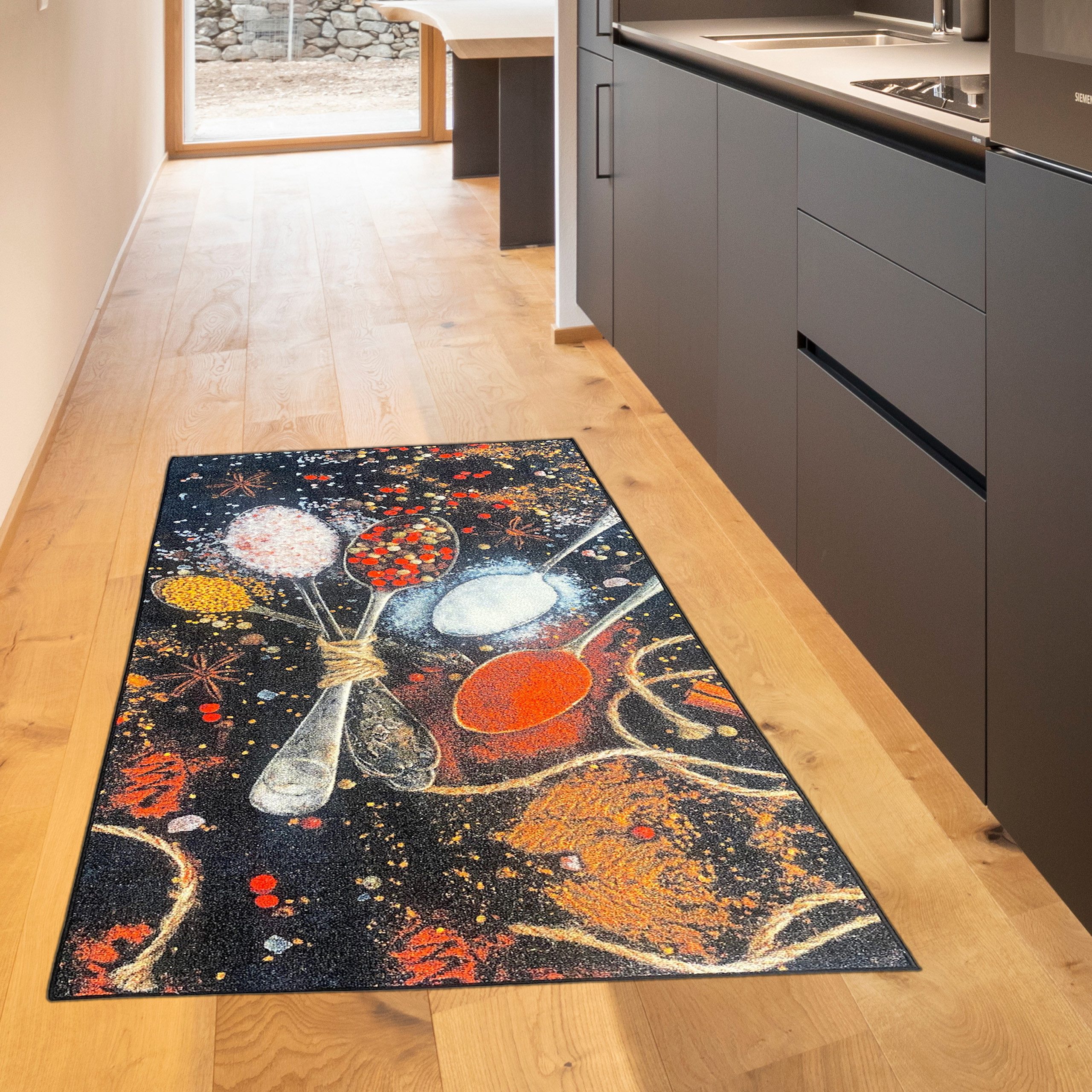 TeppichHome24 Teppich Kuechenteppich Modern, Höhe: 5 mm, pflegeleicht, robust, für Fussbodenheizung geeignet