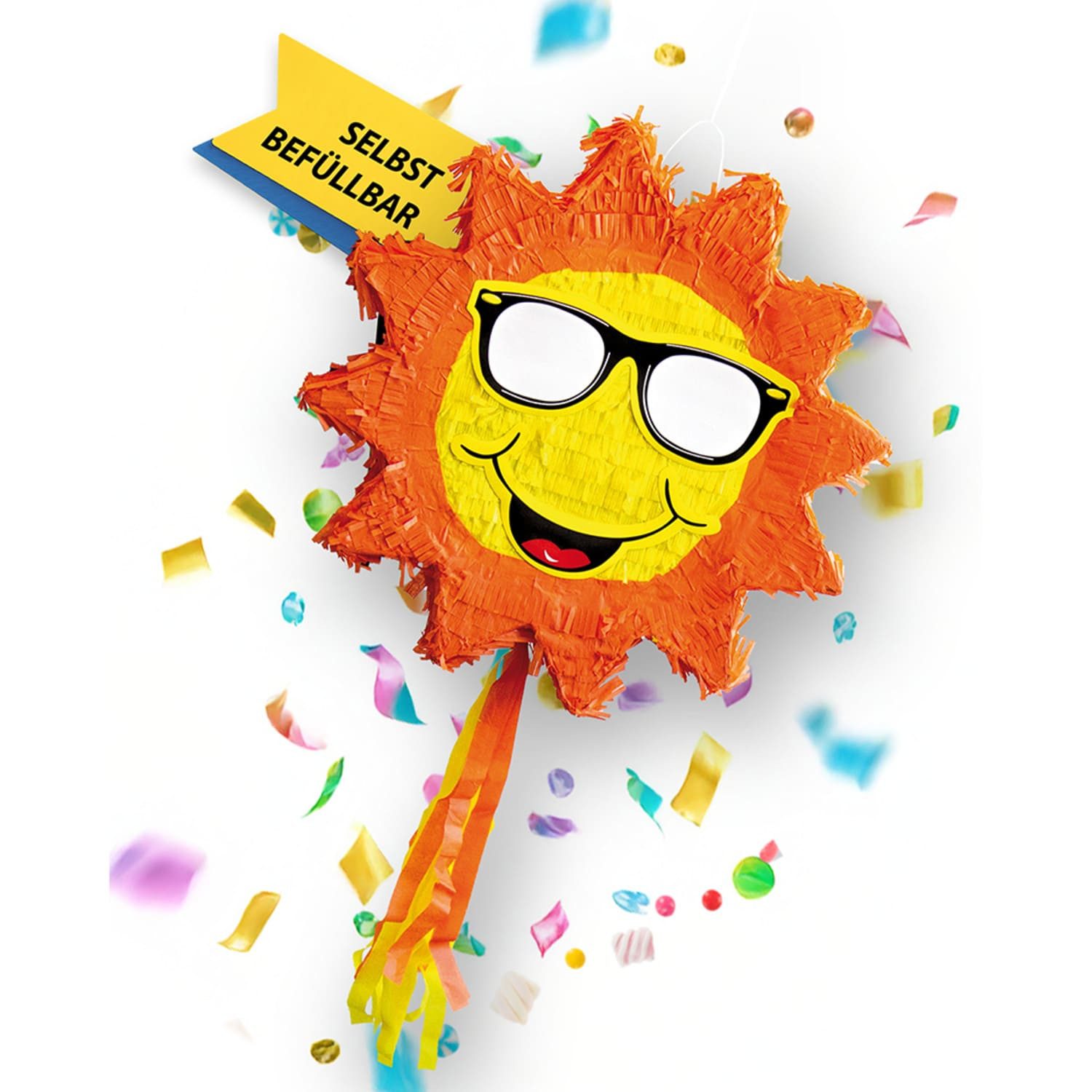 Party Factory Pinata Pinata Sonne Kindergeburtstag Spiel für Kinder Geburtstag Schlagspiel, zum selbst Befüllen