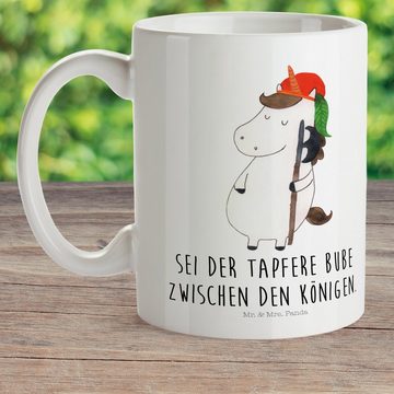 Mr. & Mrs. Panda Kinderbecher Einhorn Junge - Weiß - Geschenk, Mittelalter, Reisetasse, Kaffeetasse, Kunststoff, Förderung der Selbstständigkeit