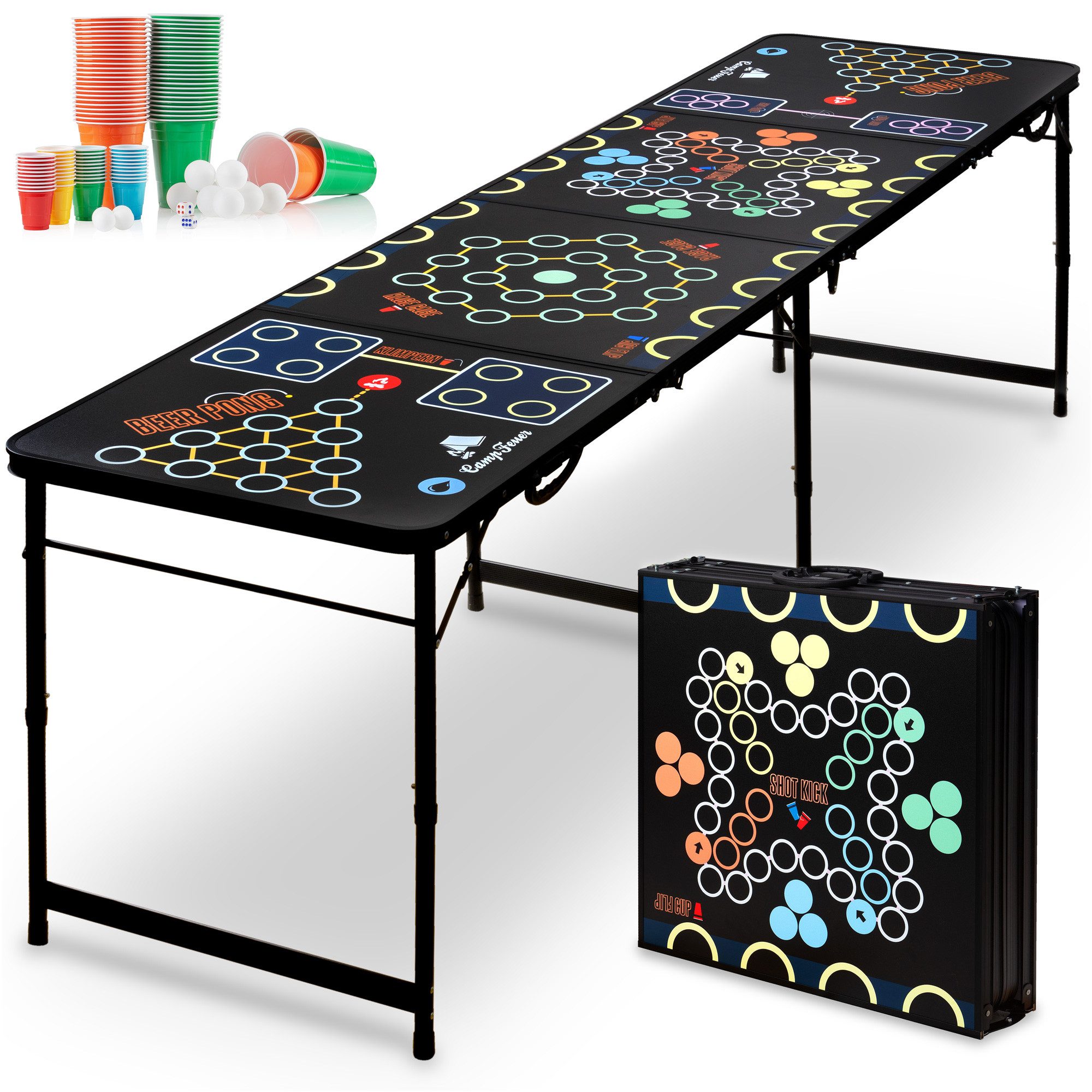 Spielzeug-Gartenset Bierpong Tisch, Klappbarer 6 in 1 Party Multigame Tisch inkl