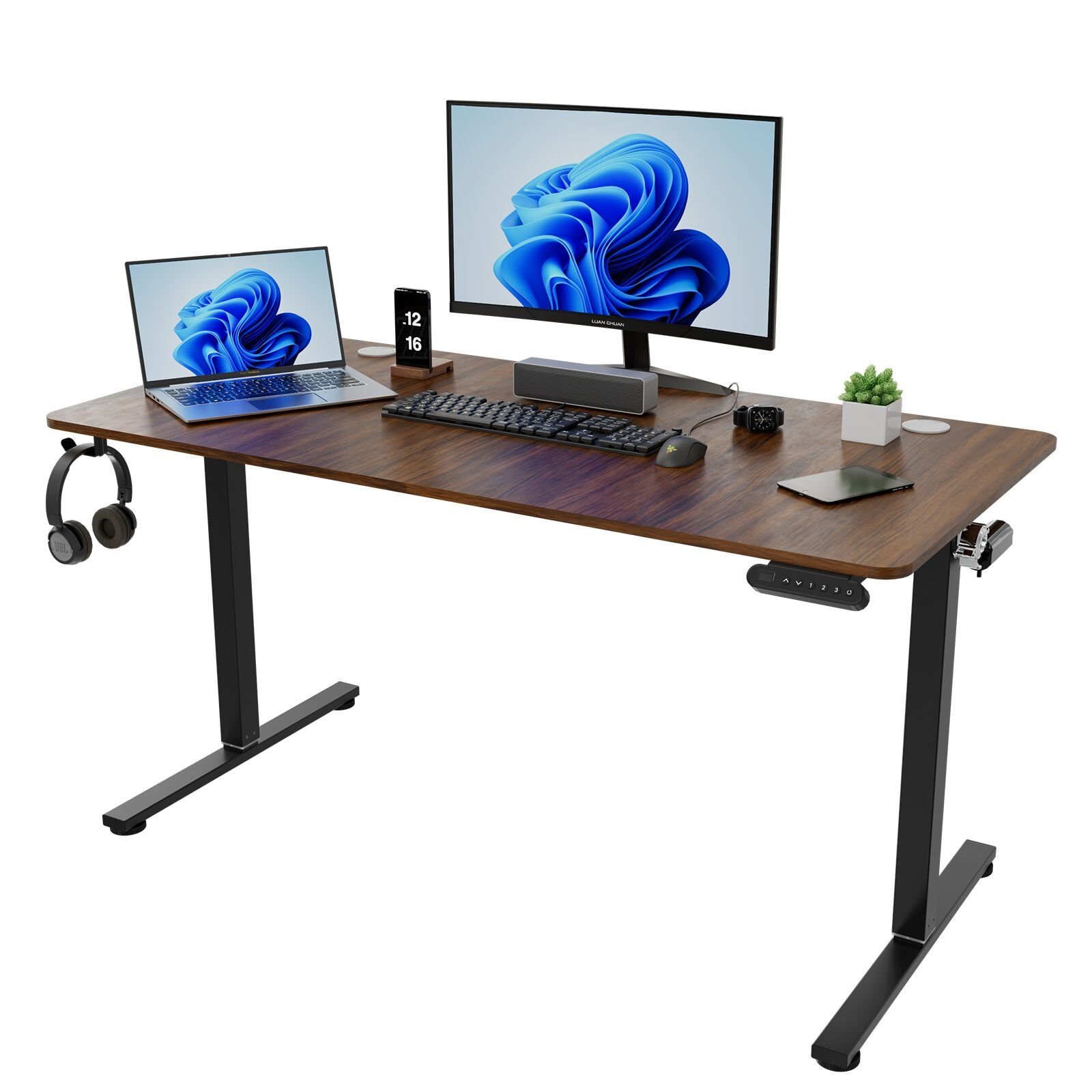 HOMAVO Schreibtisch Höhenverstellbarer schreibtisch , Elektrischer Schreibtisch, Länge 120 cm, Länge 140, zwei Größen