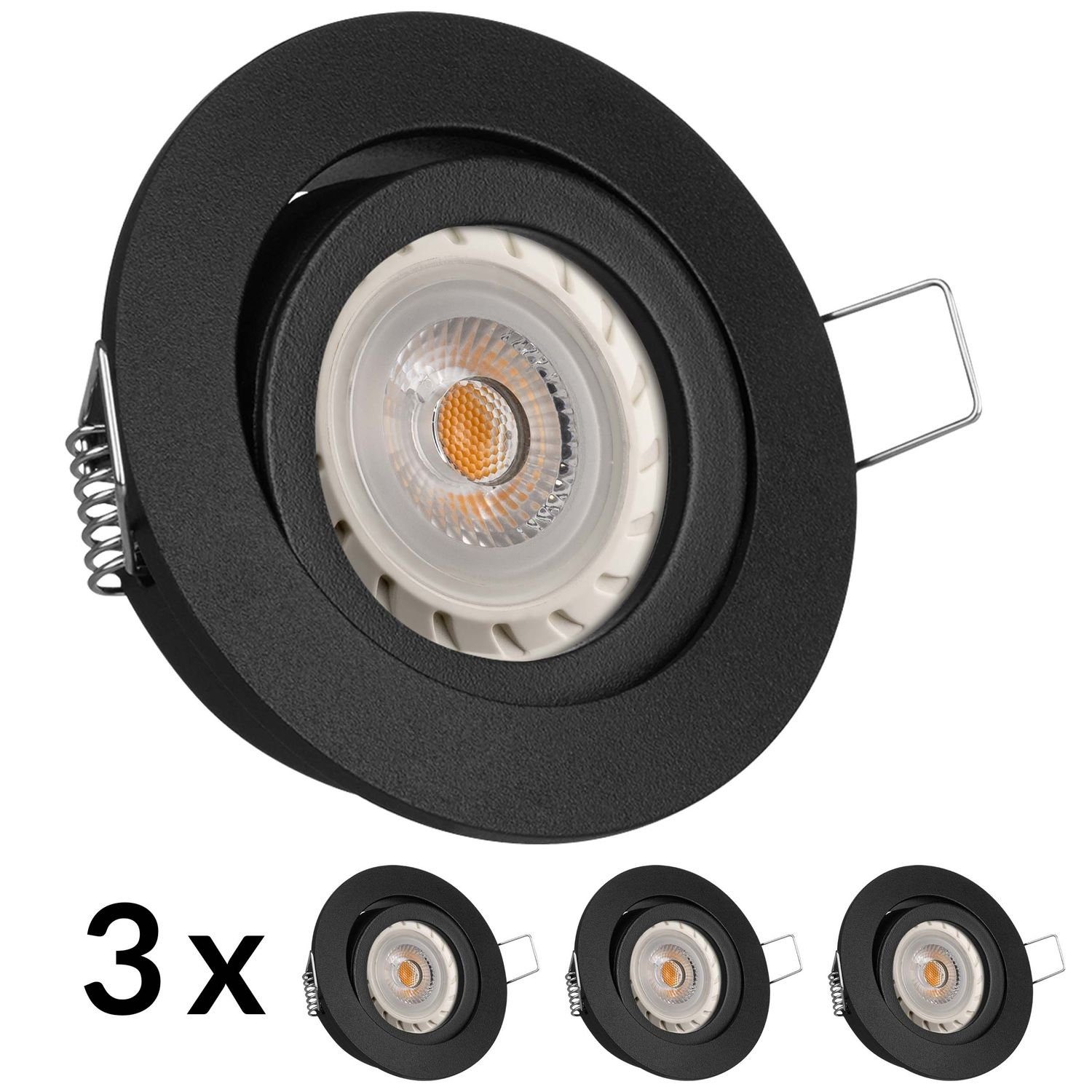 LEDANDO LED Einbaustrahler LED LED von 3er Schwarz LED Markenstrahler mit Set Einbaustrahler GU10