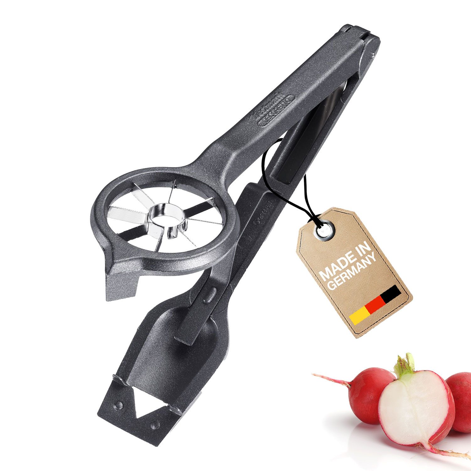 WESTMARK Gemüseschneider Radieschen Schneider Decoretto Black Edition – verzieren, griffige Haptik, Made in Germany, Buffet