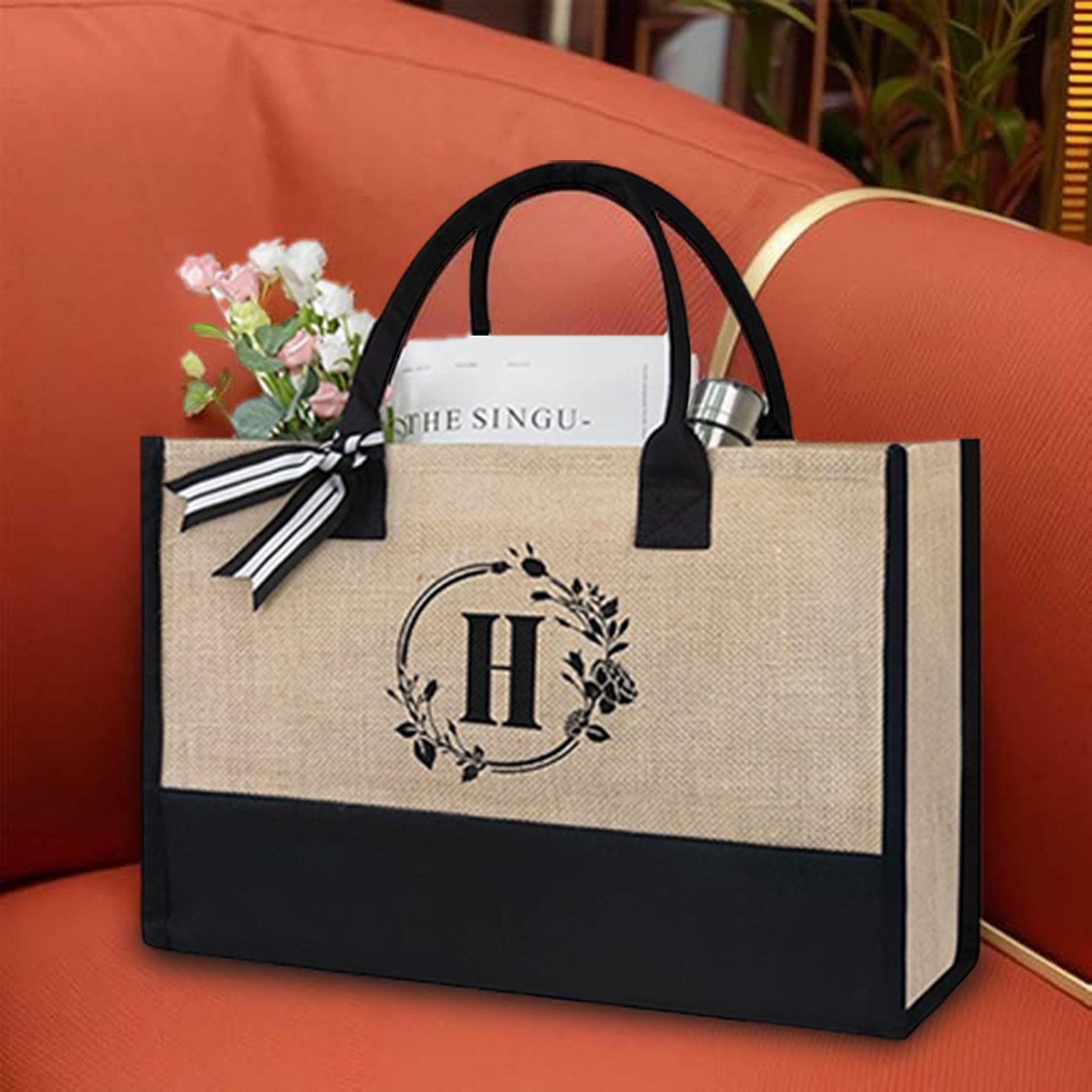 OKWISH Einkaufsshopper Personalisierte Initialen Tragetasche Strandtasche günstig online kaufen