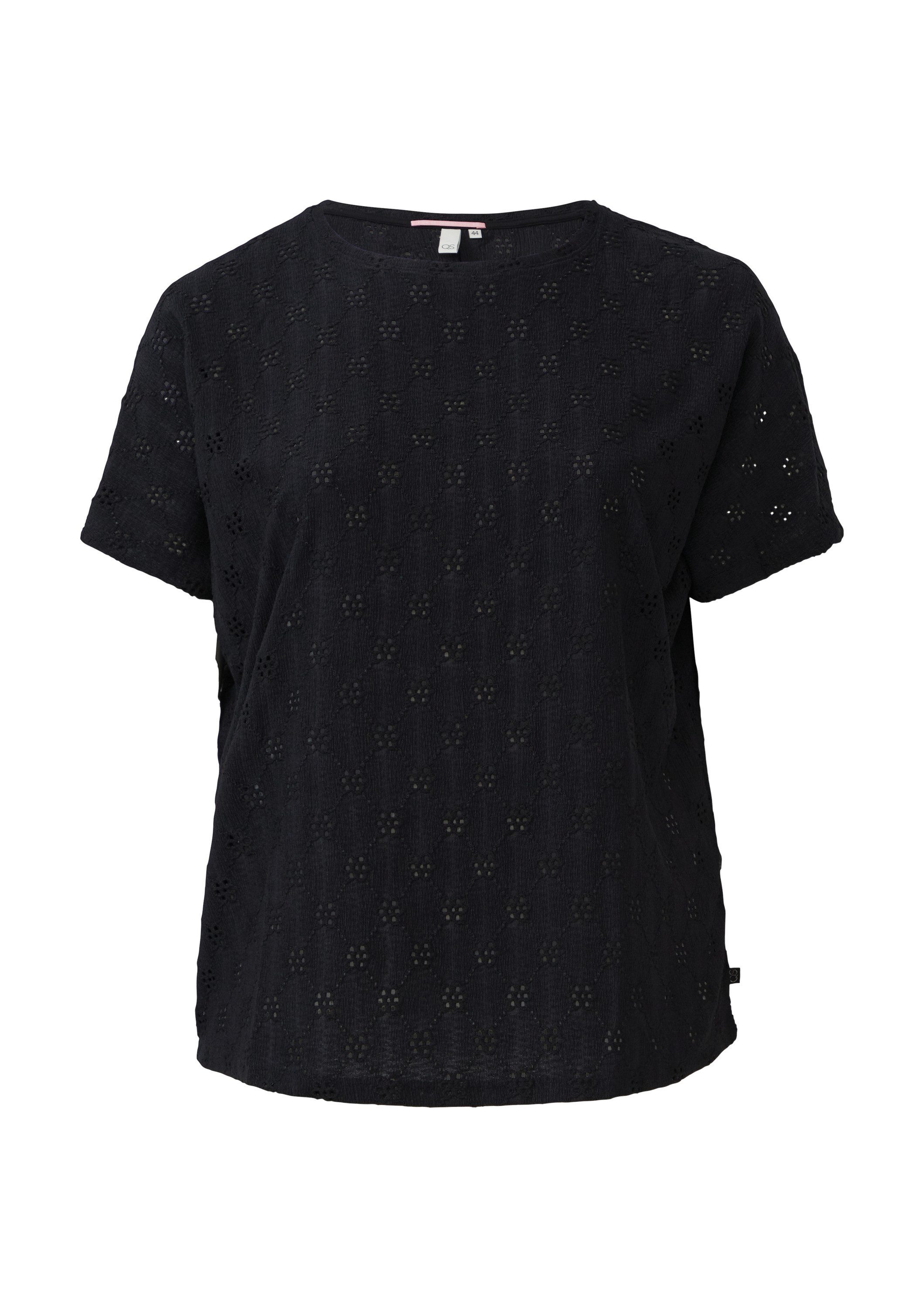 QS Kurzarmshirt T-Shirt Shirt mit Lochstickerei günstig online kaufen
