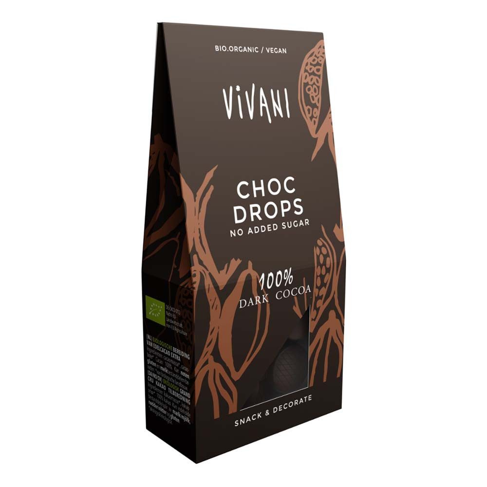 Vivani Süßigkeit Schokoladendrops - Choc Crops 100% Cacao 100g – Bild 2 von 2
