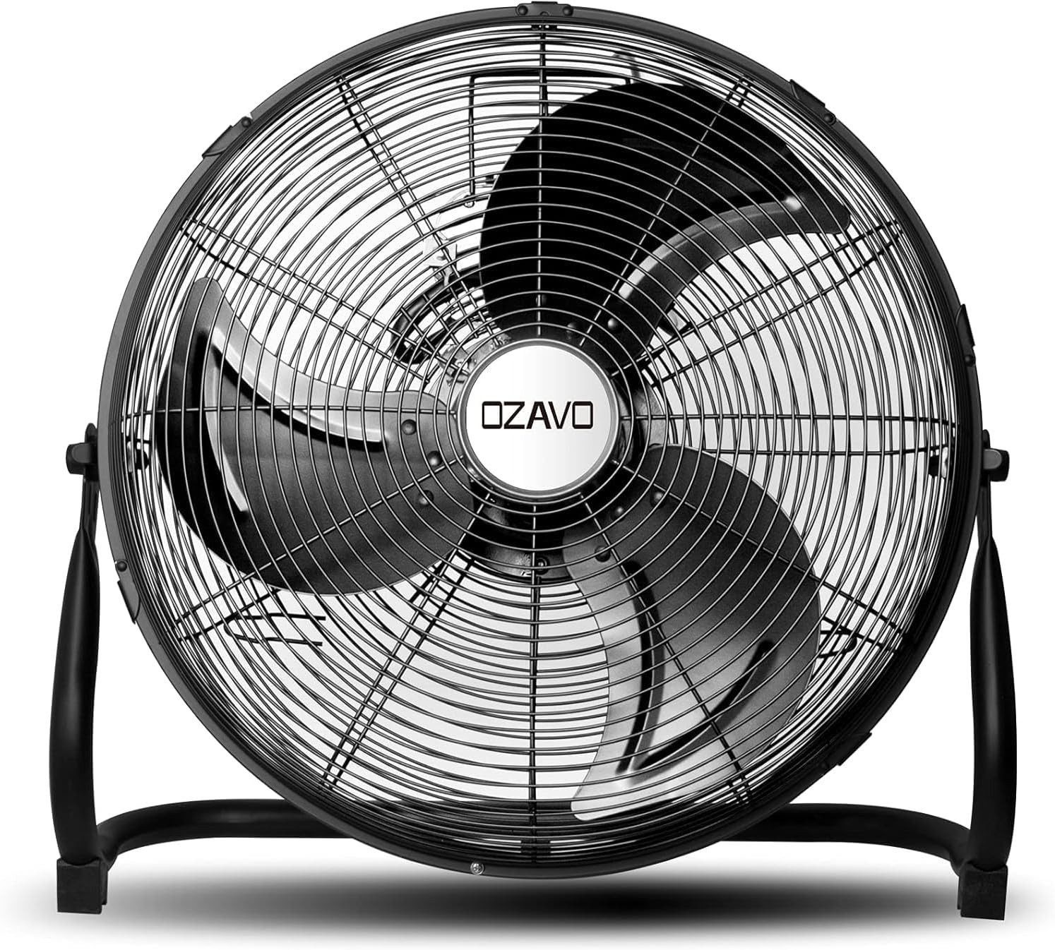 OZAVO Bodenventilator OZ270BK Ø35 45 50 55 cm 3 Stufen und 110° neigbarer, Eisen Windmaschine Lüfter 45/80/100/110W Standventilator Ventilator