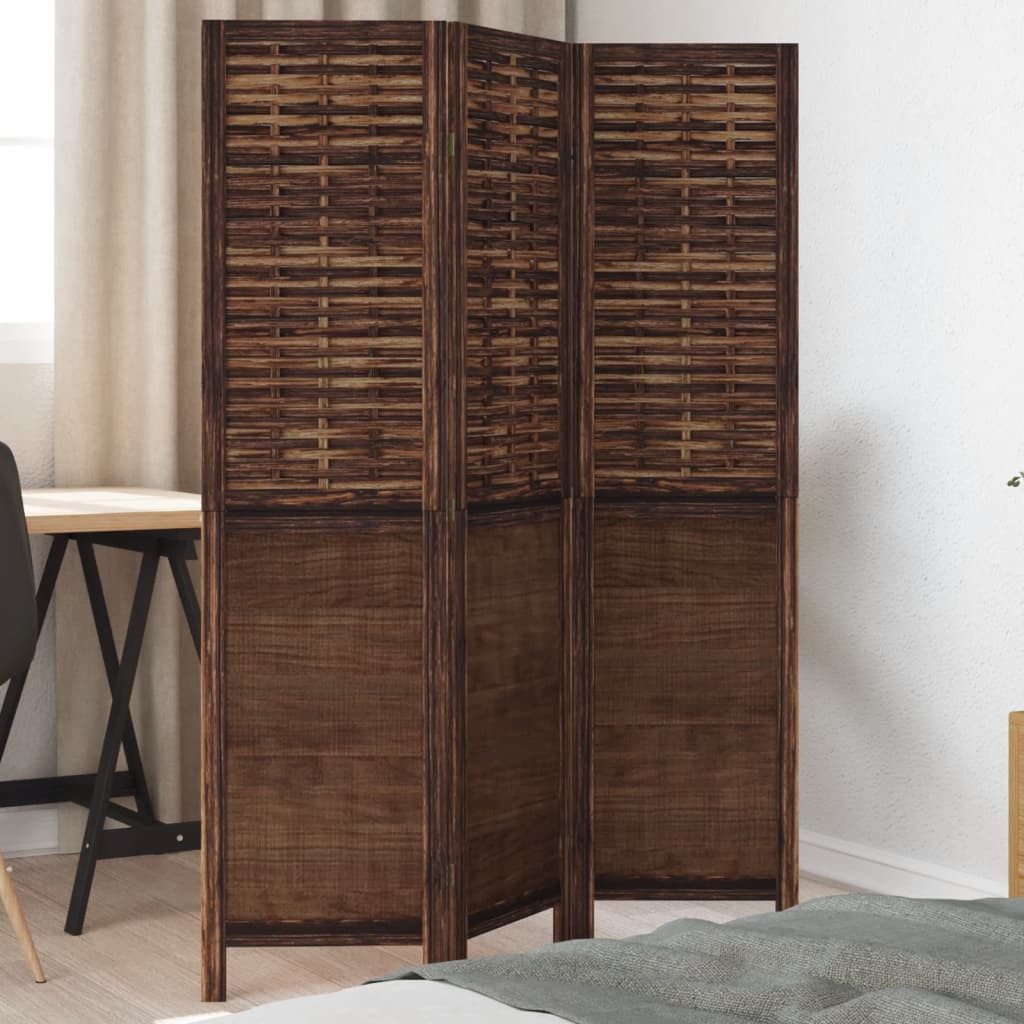 vidaXL Raumteiler 3-tlg. Raumteiler Dunkelbraun Massivholz günstig online kaufen
