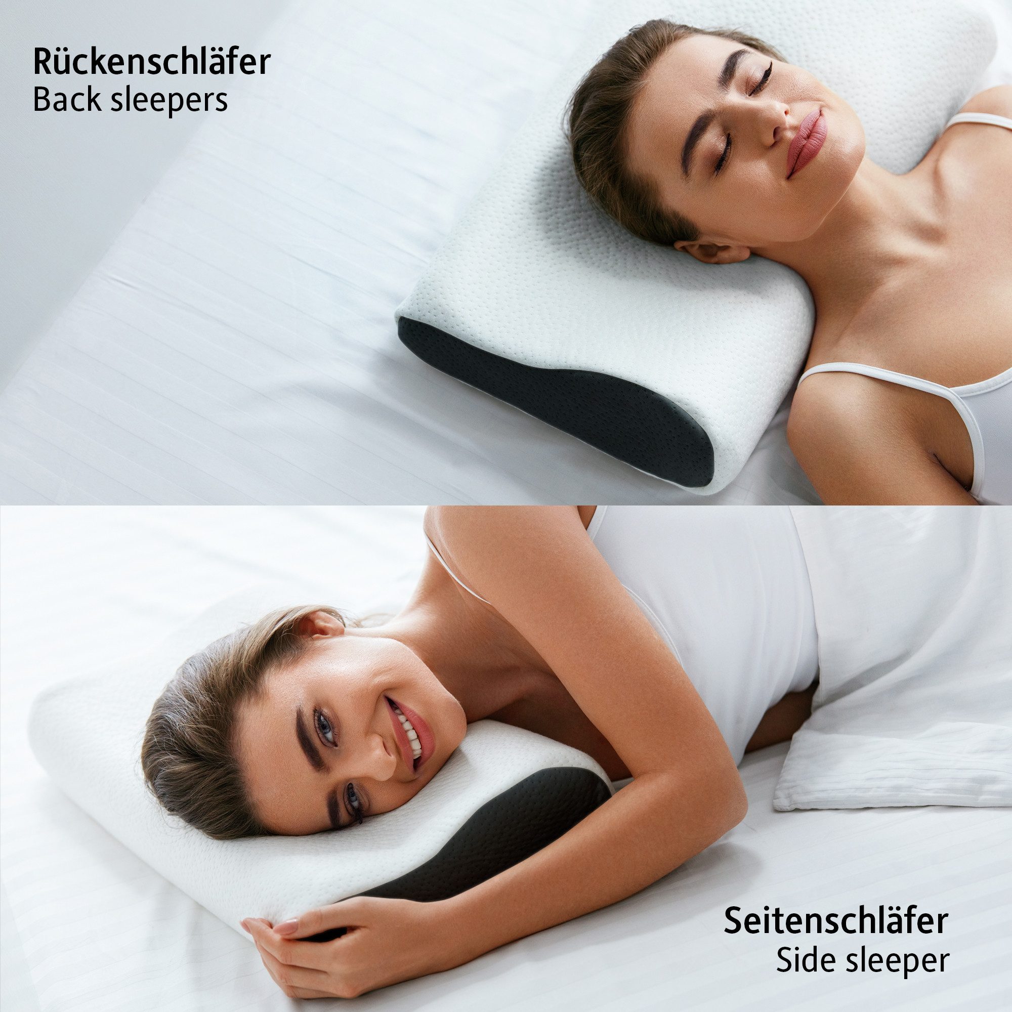 Komfortec Nackenstützkissen aus Memory Foam, Orthopädisches Kopfkissen, Füllung: 100% Visco-Memory Schaum, Seitenschläfer, Rückenschläfer, Bauchschläfer, Kopfki – Bild 4 von 5