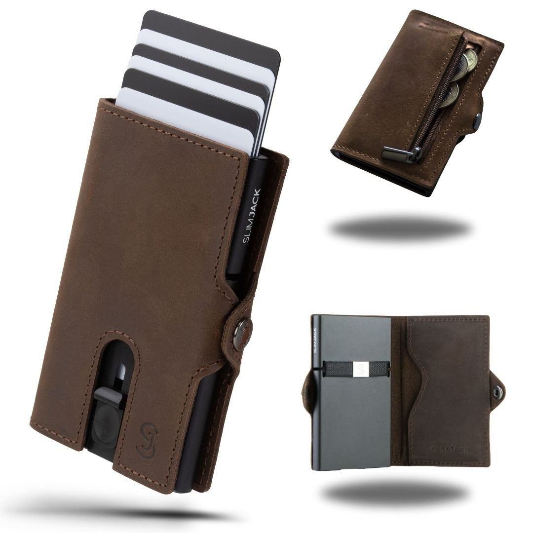 Mini Geldbörse Herren - echt Leder - Münzfach RFID-Schutz - Cardholder - Slim Wallet