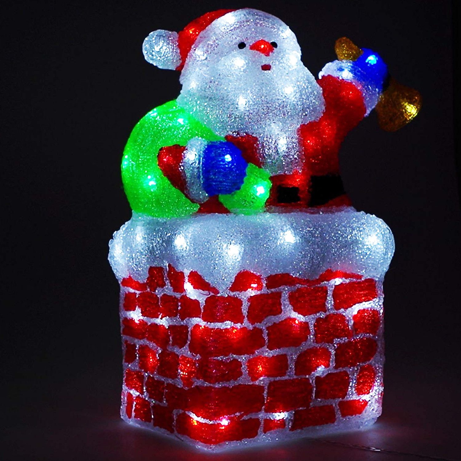 Mojawo Lichtervorhang LED Figur Weihnachtsmann Weihnachtsbeleuchtung IP44Acryl 80 LEDs H50cm