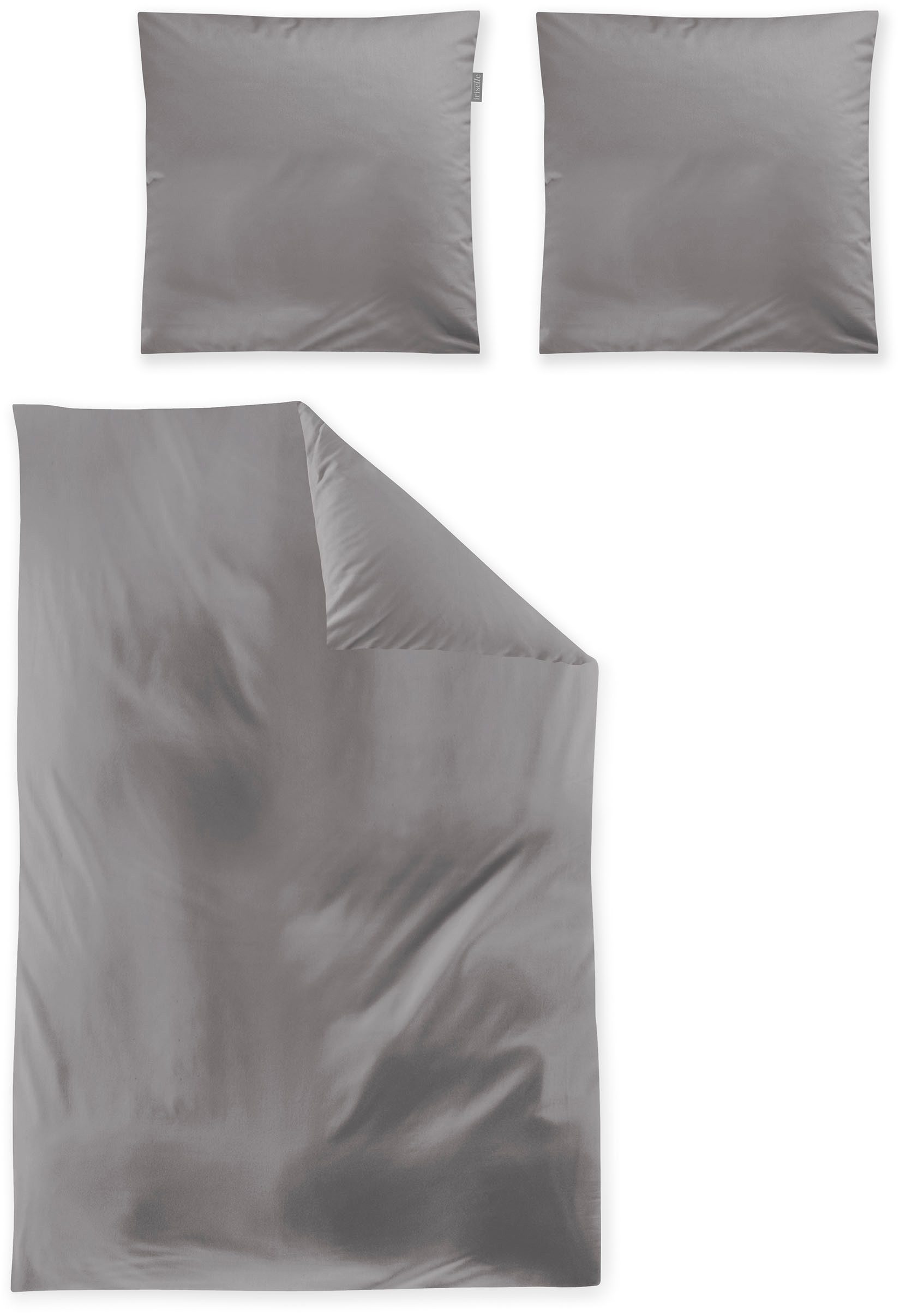 Irisette Bettwäsche Premium Satin Bettwäsche Paris, Mako-Satin, 2 teilig, hochwertige Uni Premium Bettwäsche mit Reißverschluss, 100% Baumwolle