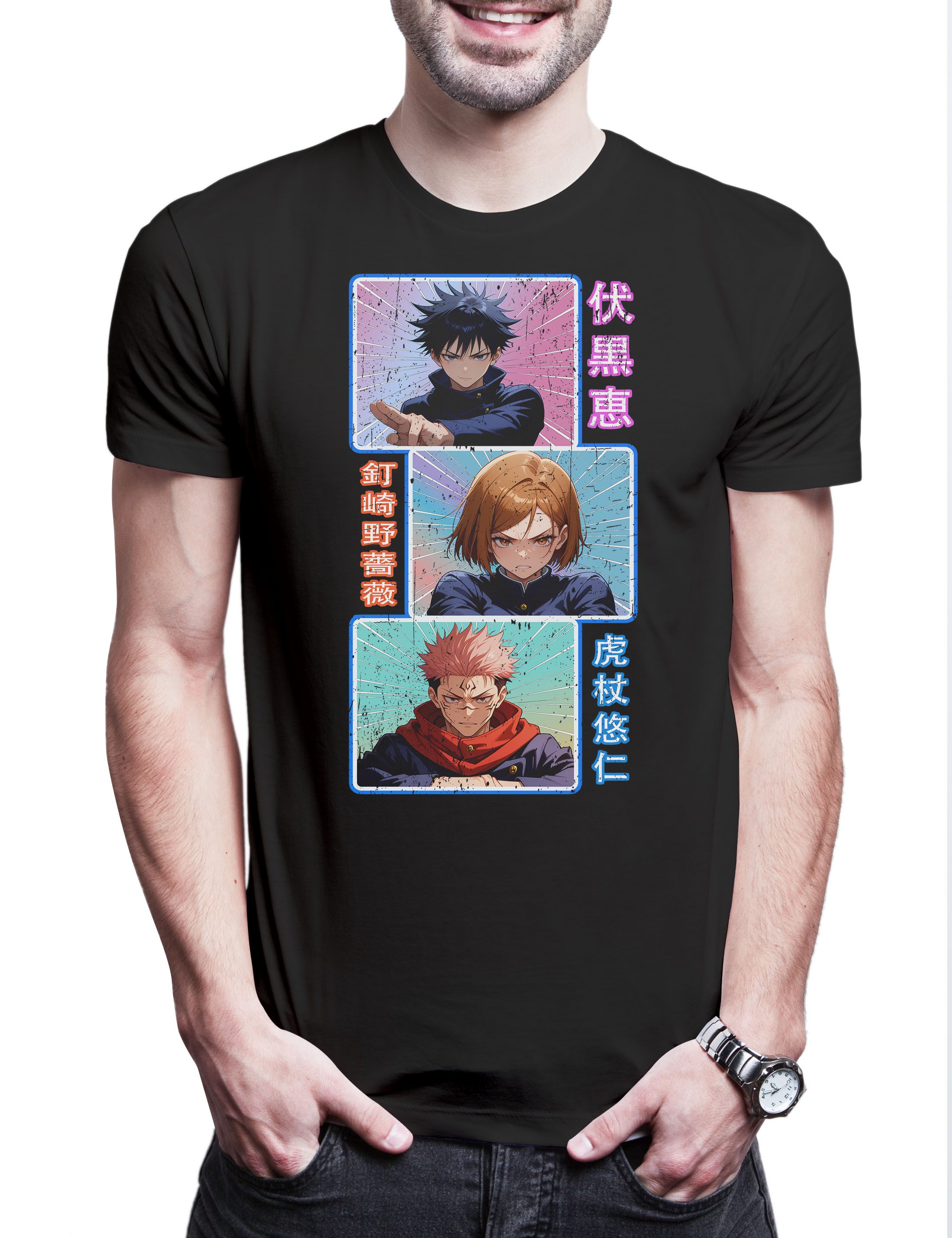 Urban Backwoods Print-Shirt Jujutsu Group Herren T-Shirt Yuji Itadori Gojo Kaisen Satoru Fushiguro (1-tlg) Series Serie Megumi Japan