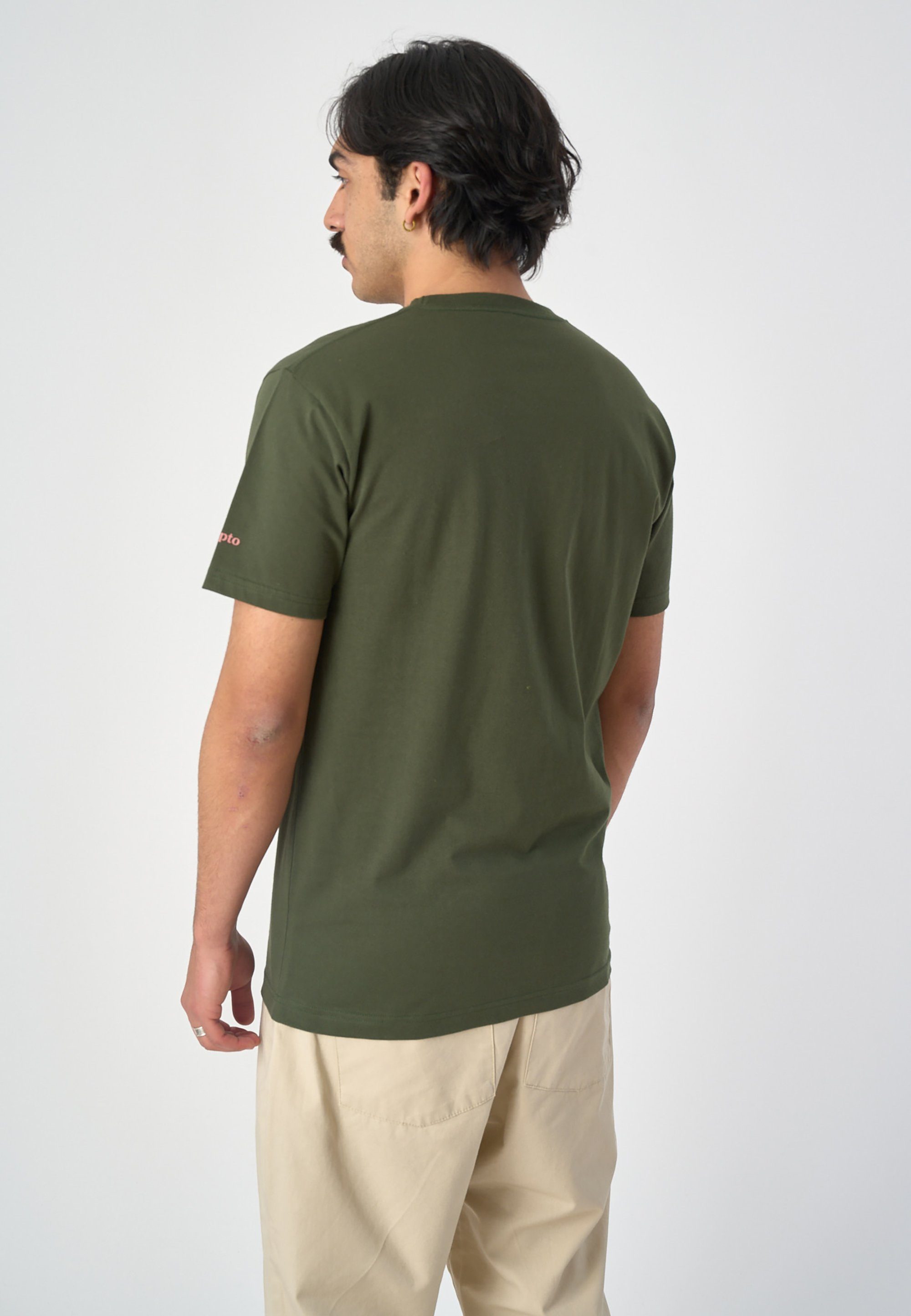 Cleptomanicx T-Shirt Mowe mit klassischem Print grün