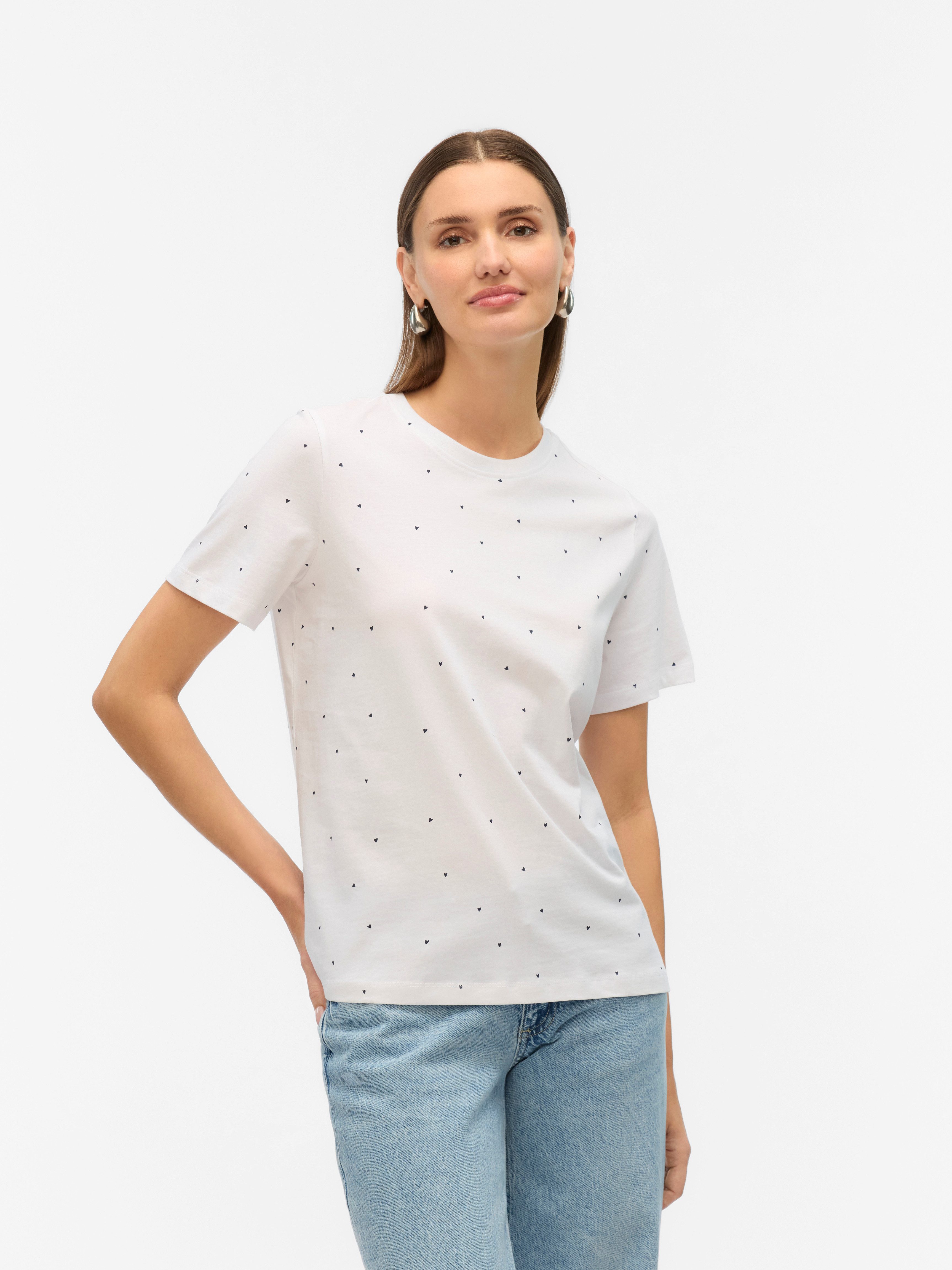 Vero Moda Kurzarmshirt VMPAULINA AOP SS T-SHIRT GA JRS NOOS Baumwolle, regu günstig online kaufen