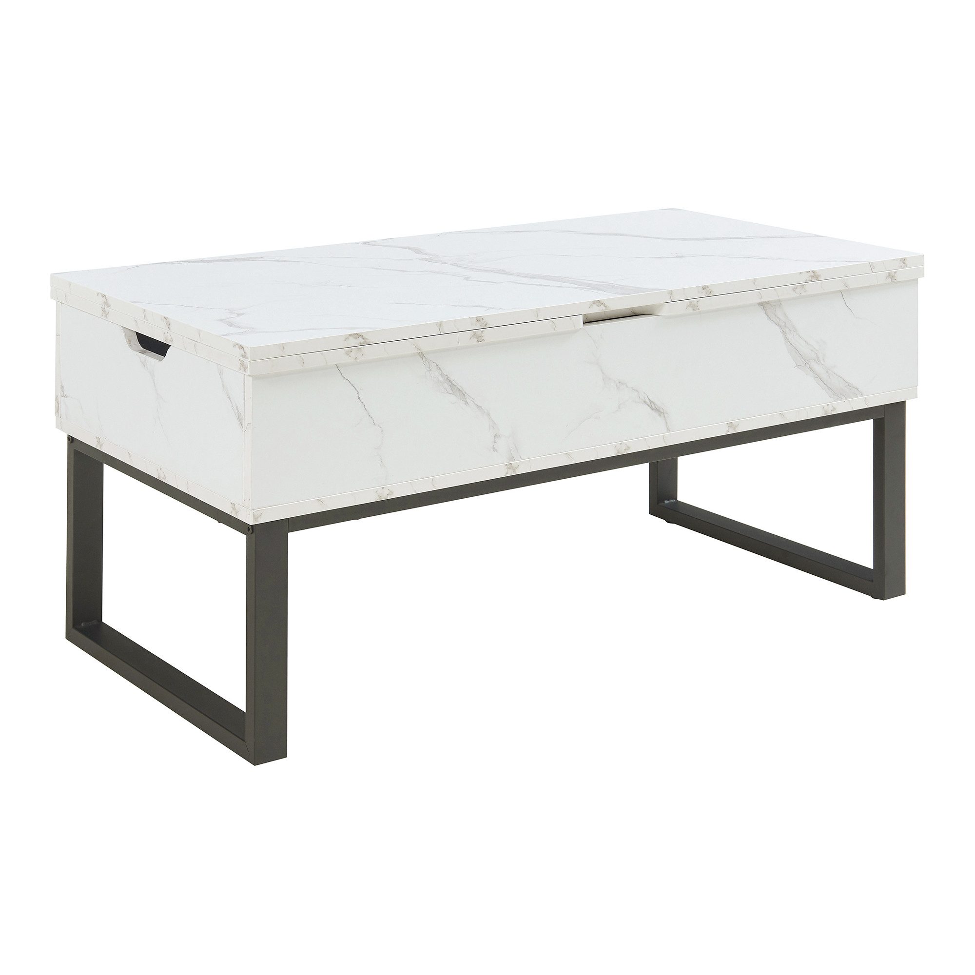 en.casa Couchtisch, »Rauli« erweiterbar 100x50x47 cm Metallgestell Marmoroptik, weiß