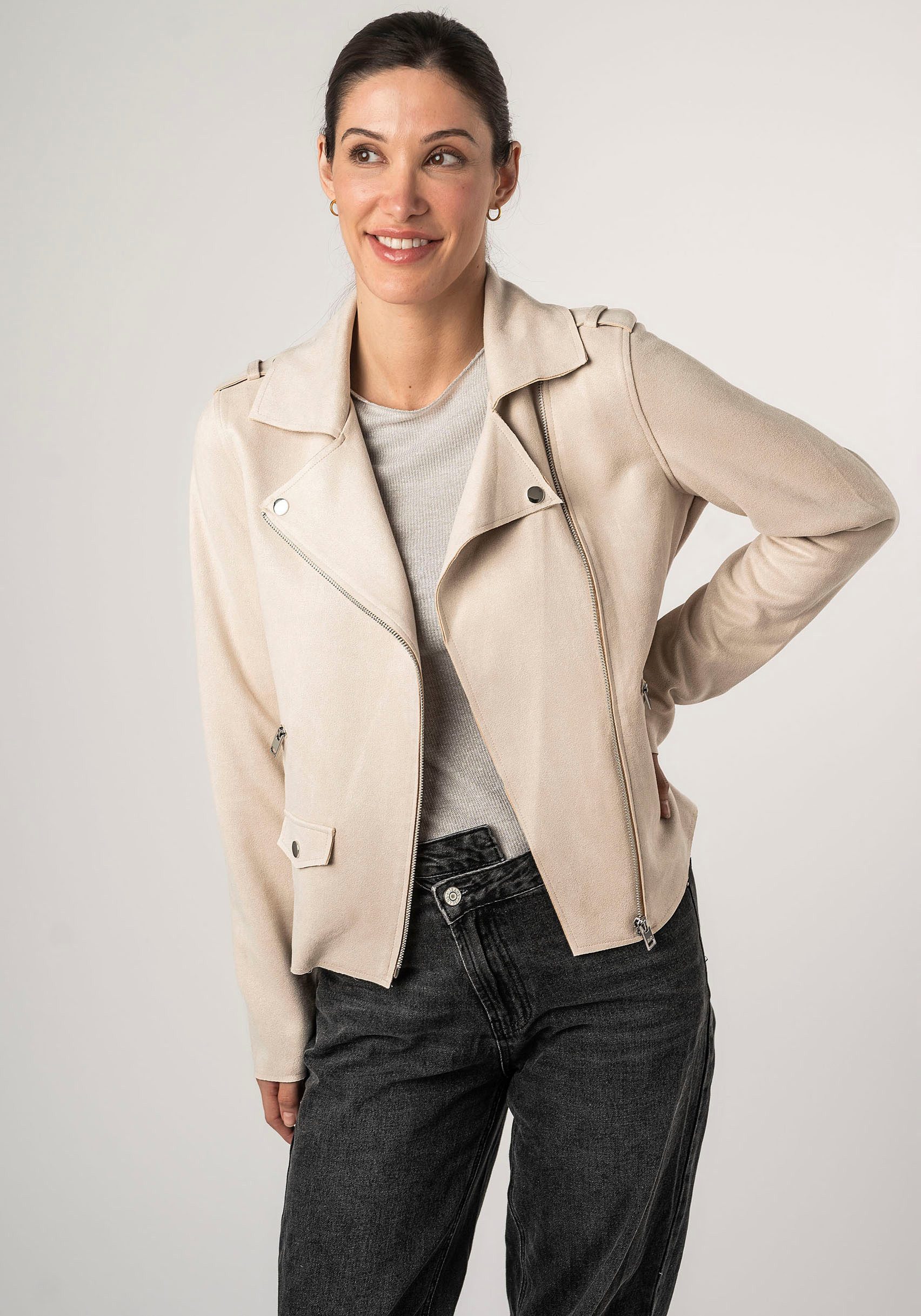 Mauritius Lederimitatjacke 2Wtomiwa mit Schulterklappen, mit Nieten günstig online kaufen