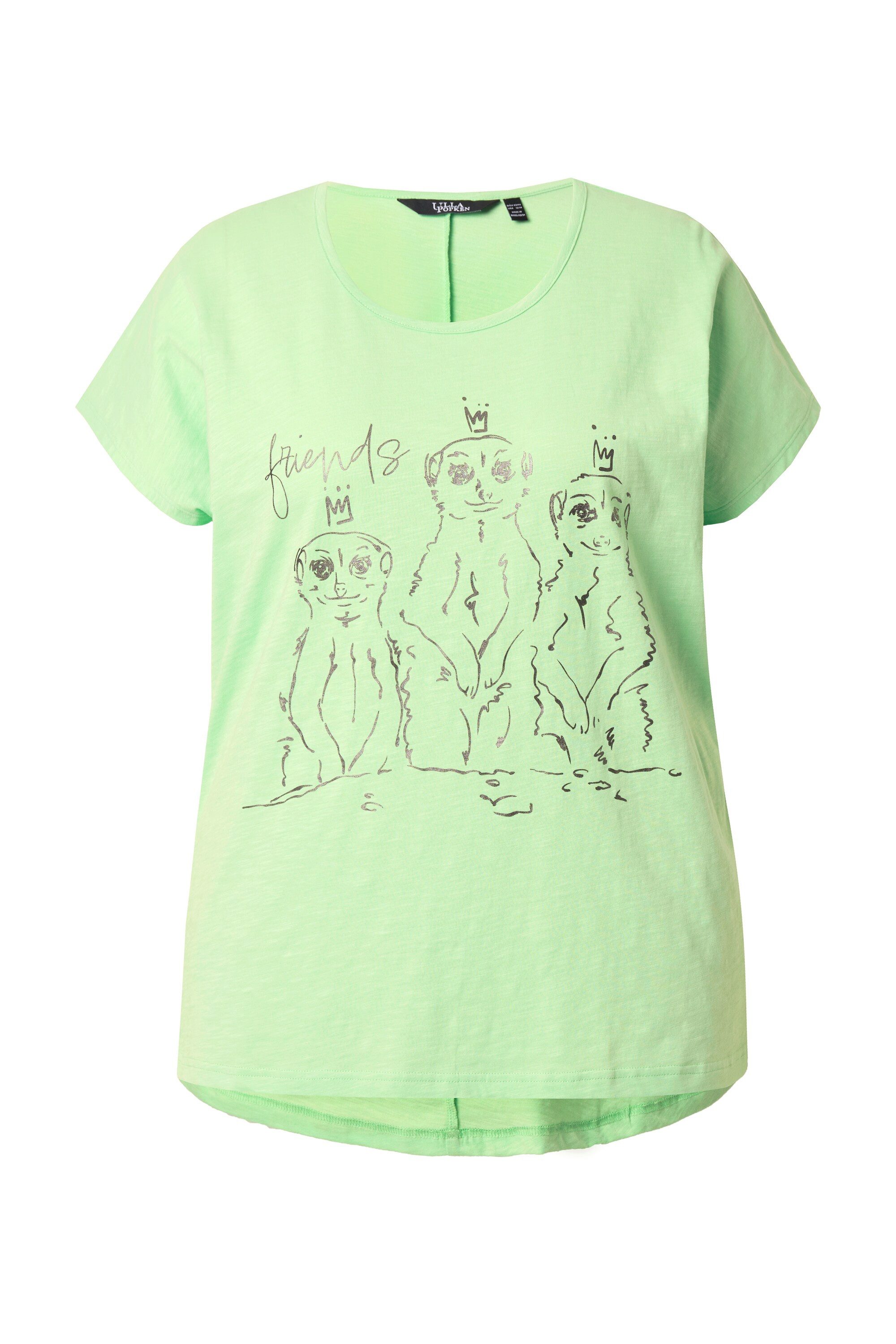 Ulla Popken T-Shirt T-Shirt Metallic-Tiermotiv Oversized Rundhals günstig online kaufen