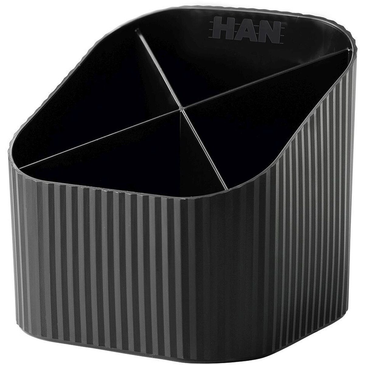 HAN-Bürogeräte Tischaufsatz Schreibtischköcher Re-X-Loop 4 Fächer RC-Kunststoff schwarz