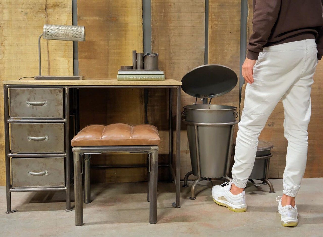 Trademark Mülleimer Treteimer Vintage Abfalleimer Industrial Kupfer oder Silber Groß