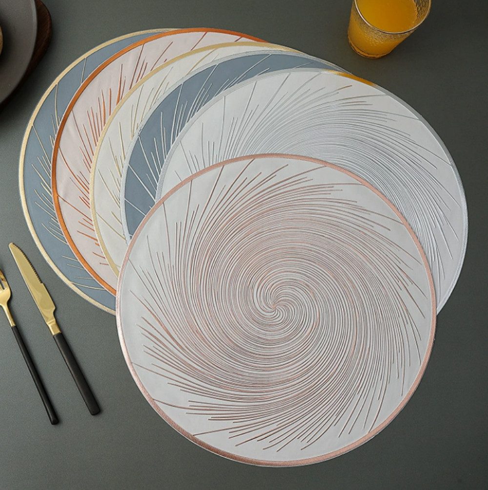 XDeer Platzset 4 stück Tischset, Platzset Rund,Tischsets Abwaschbar Hitzebeständige, Tischmatten 38 * 38 cm Esstisch Zubehör
