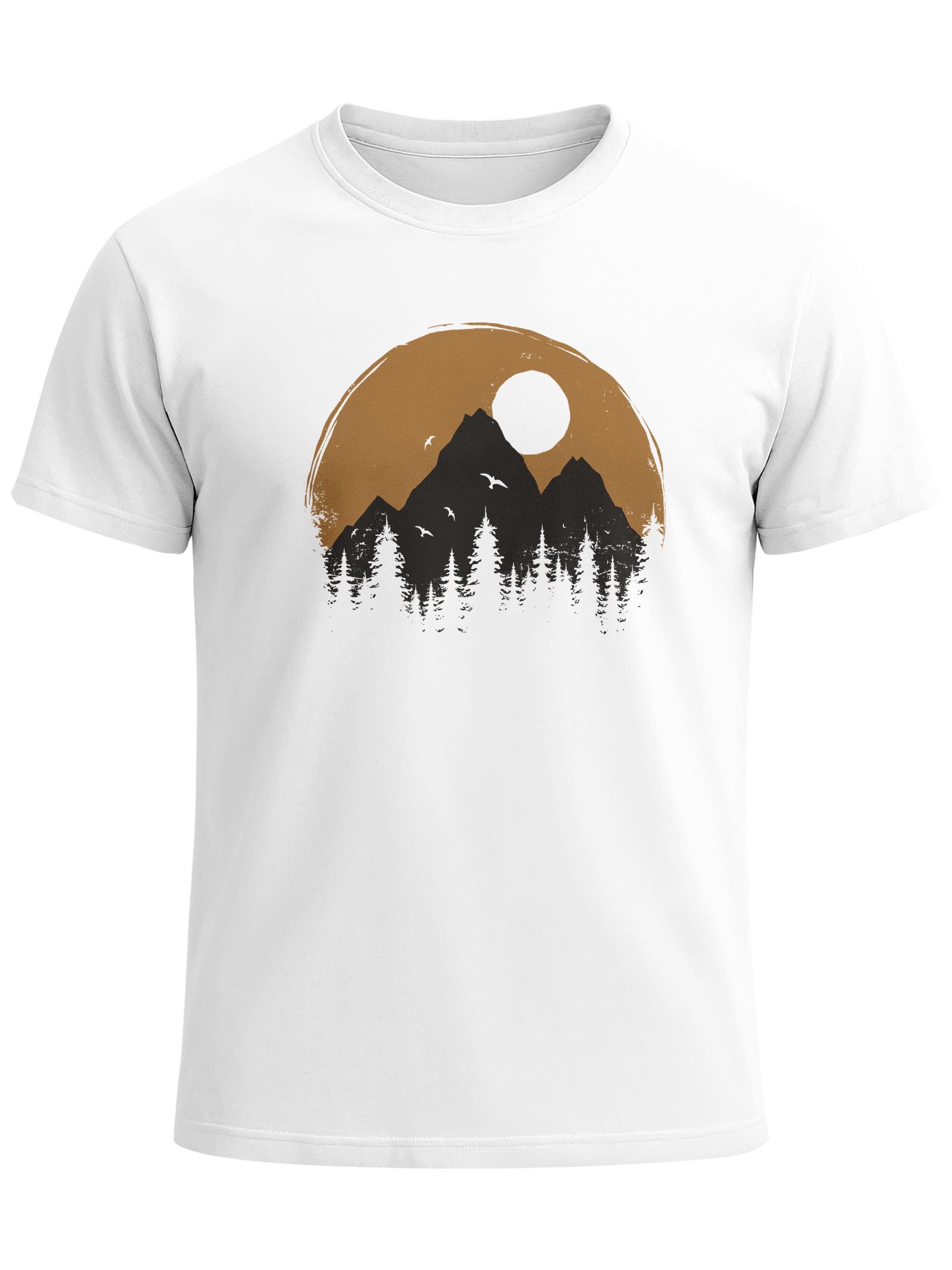 Neverless Print-Shirt Herren T-Shirt Outdoor Print Natural Badge Logo Wandern Fashion mit Print