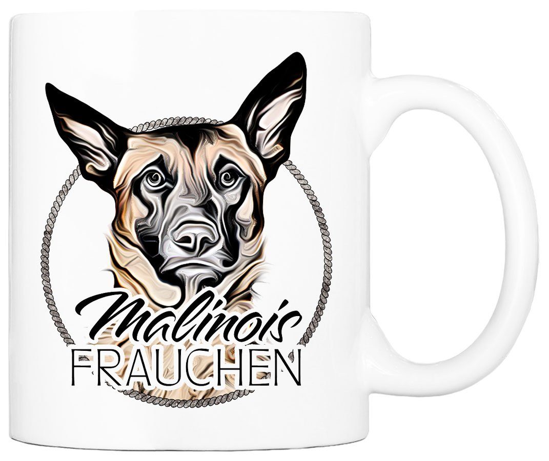 - Geschenk, Kaffeetasse 330 FRAUCHEN bedruckt, handgefertigt, Hunderasse, mit für MALINOIS Tasse Keramik, ml Hundefreunde, beidseitig Cadouri