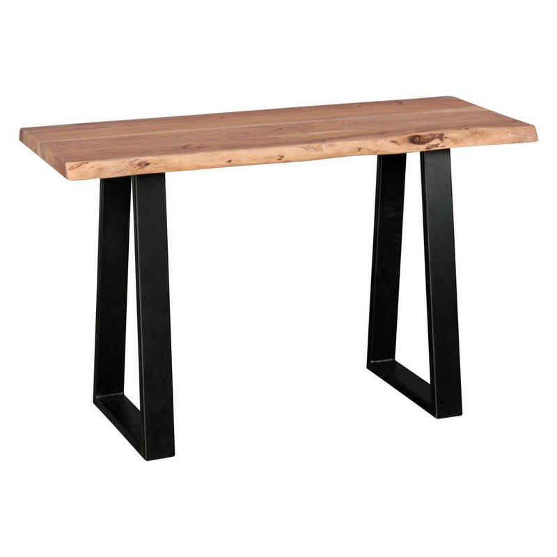 FINEBUY Konsolentisch FB44537 (Massivholz Akazie 120x45 cm, Tisch mit Baumkante), Flurtisch Landhaus, Anrichte Flur, Schminktisch