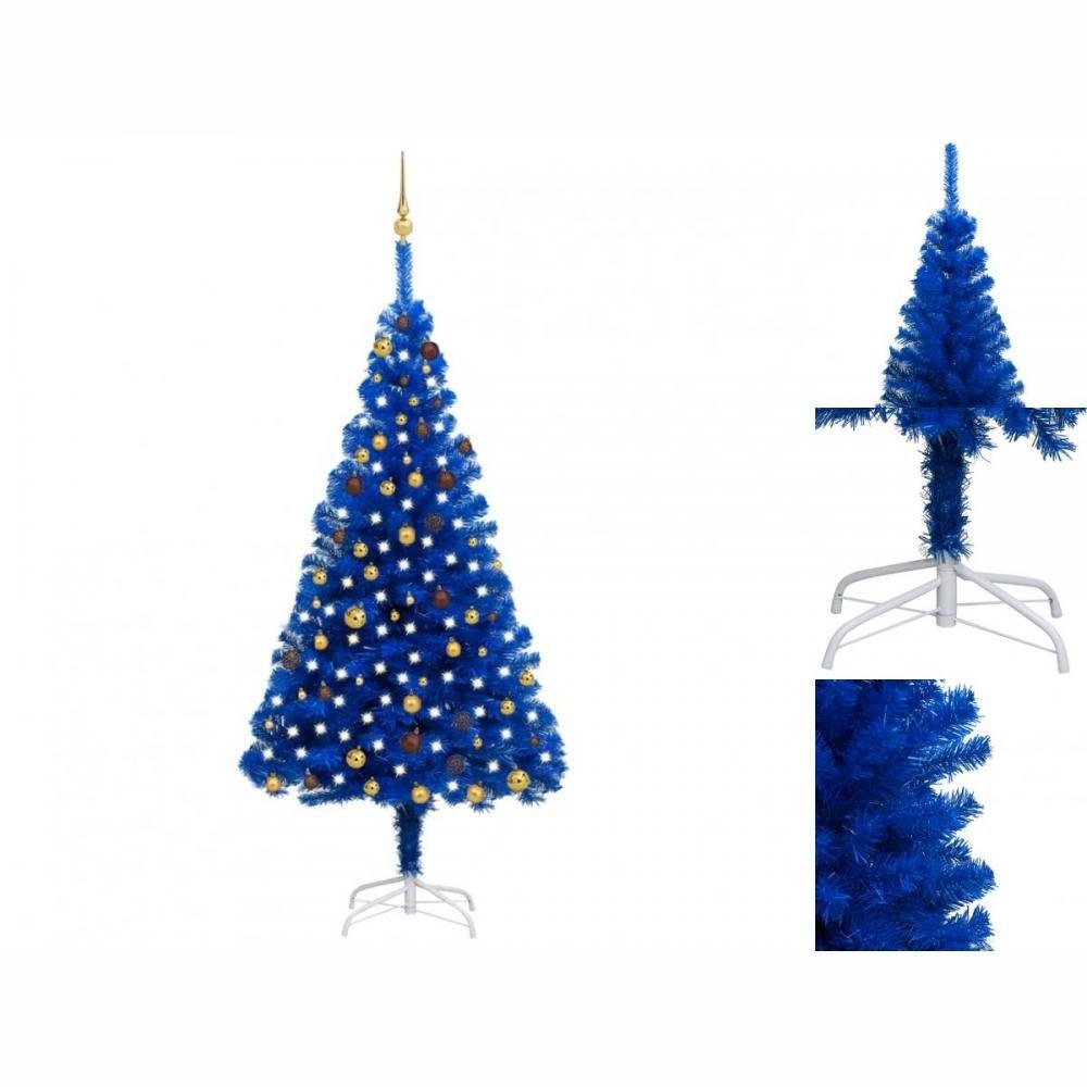vidaXL Künstlicher Weihnachtsbaum Künstlicher Weihnachtsbaum mit LEDs Kugeln Blau 210 cm PVC