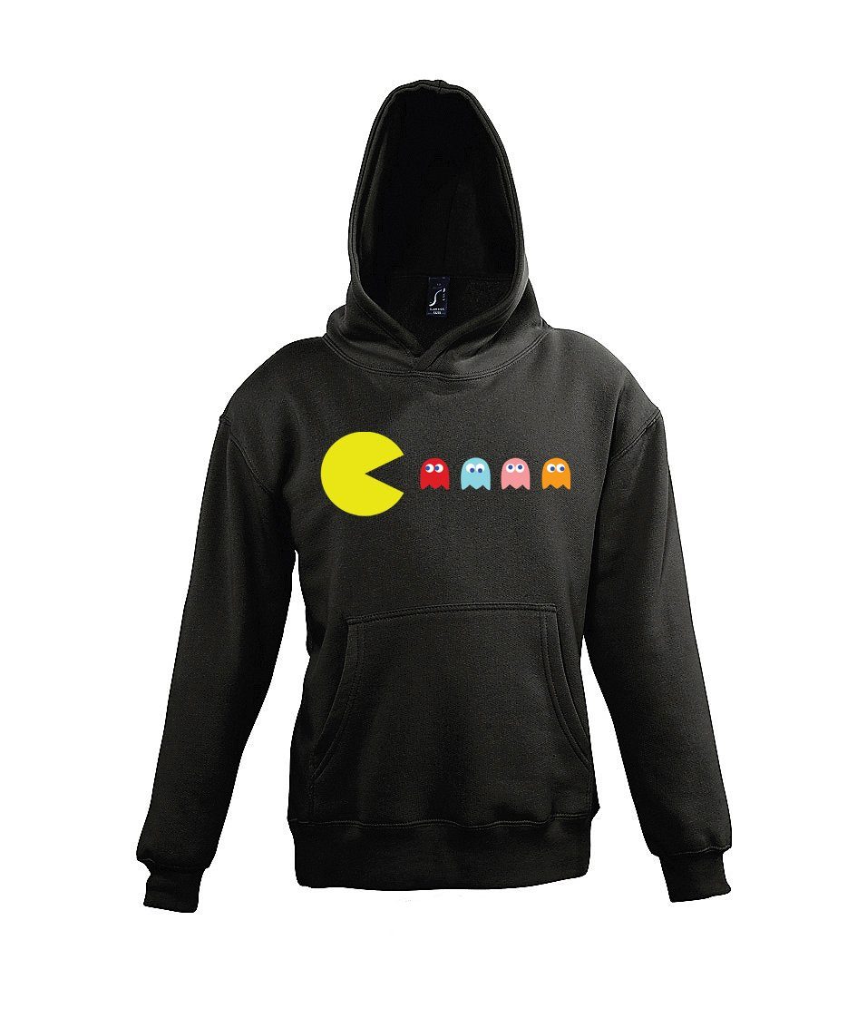 Youth Designz Kapuzenpullover Pacman Kinder Hoodie Pullover mit lustigem Frontprint Schwarz