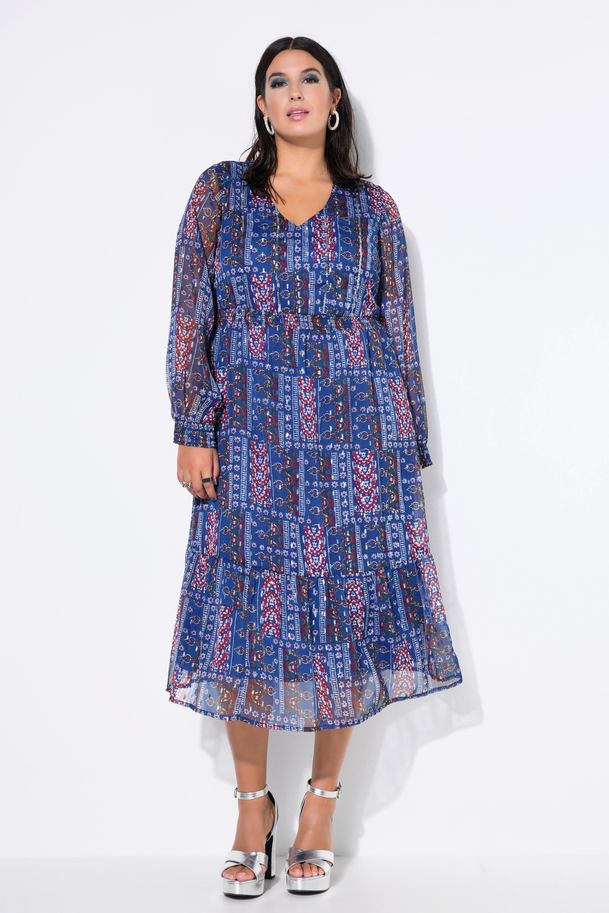 Studio Untold Midikleid Chiffon-Midikleid Patchprint mit Glitzer günstig online kaufen