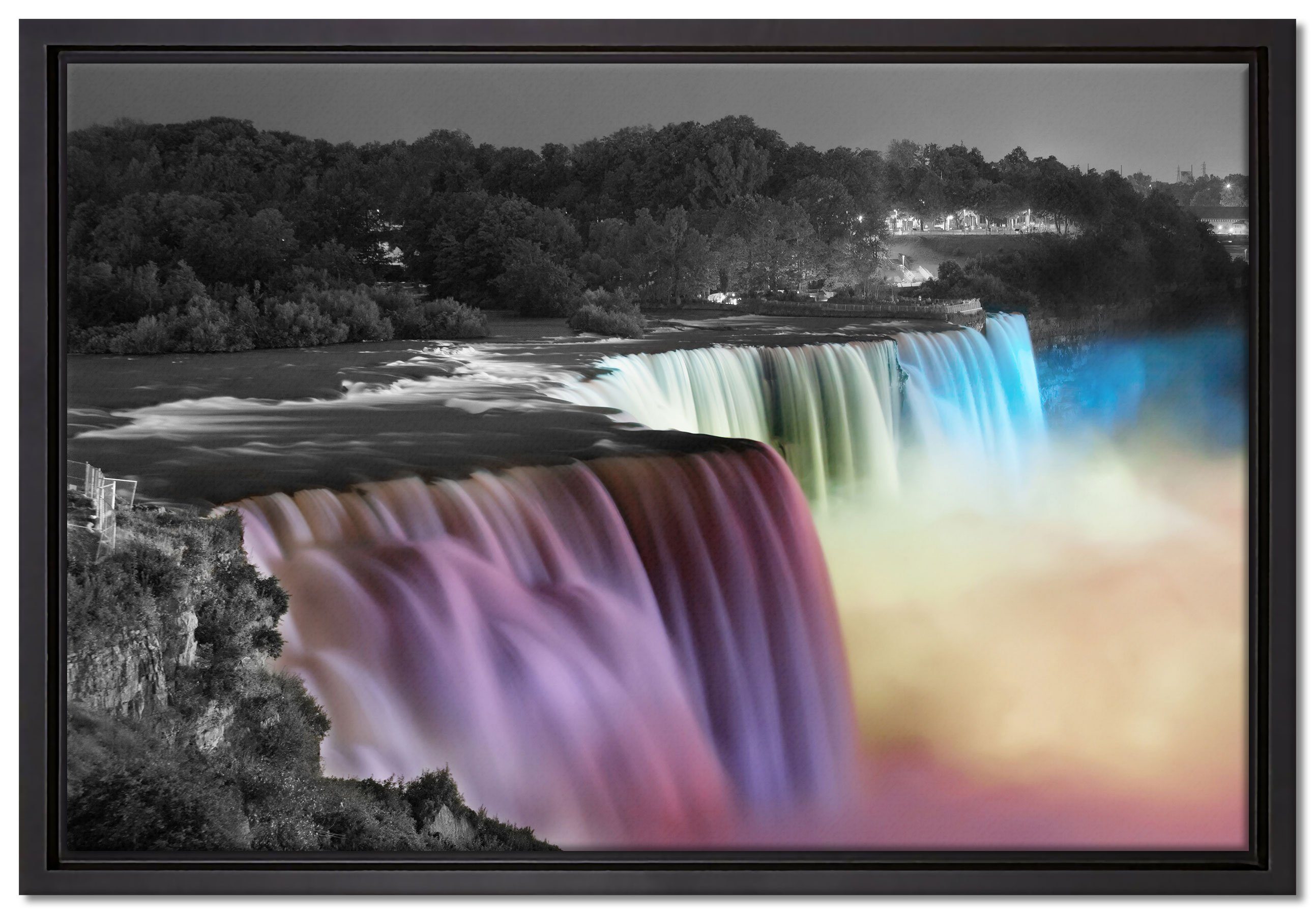 Pixxprint Leinwandbild wunderschöne Niagara Fälle, Wanddekoration (1 St), Leinwandbild fertig bespannt, in einem Schattenfugen-Bilderrahmen gefasst, inkl. Zackenaufhänger