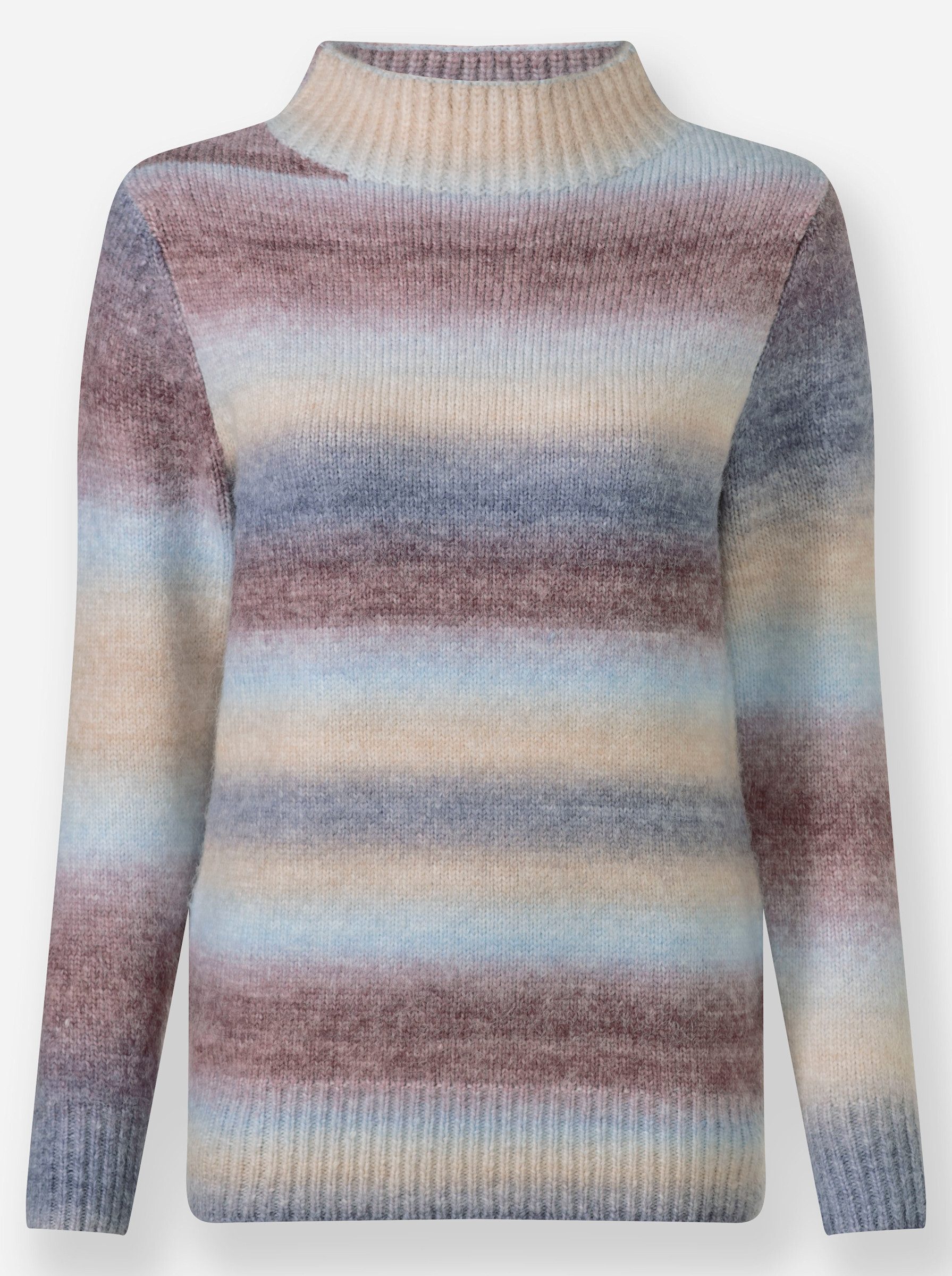 Strickpullover Stehkragen-Pullover Langarm Jersey, Grobstrick