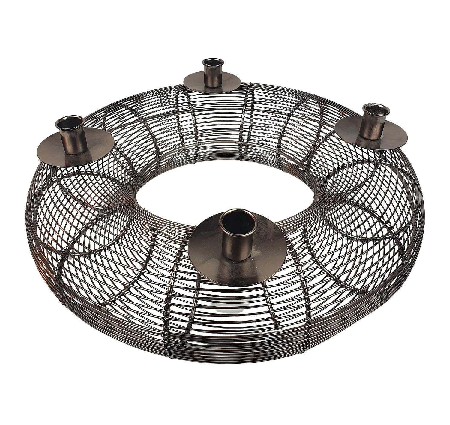 Lesli Living Adventskranz Adventskranz Metall Silber ⌀ 41cm Weihnachtskranz Deko Kranz Tischdeko