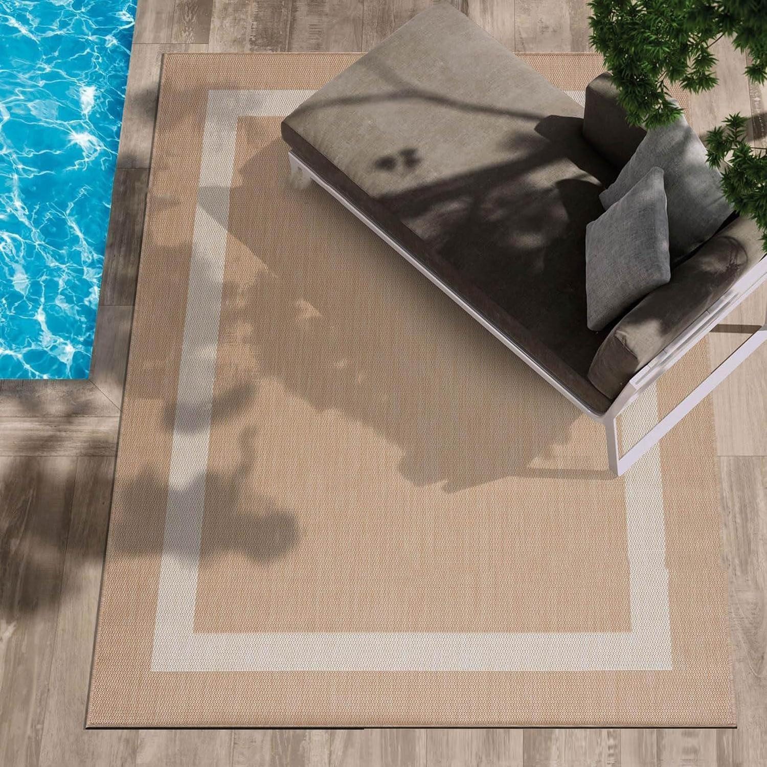 LuxusKollektion Outdoorteppich Terrassen Teppich Outdoor C 50*80cm, rechteckig, Höhe: 10 mm