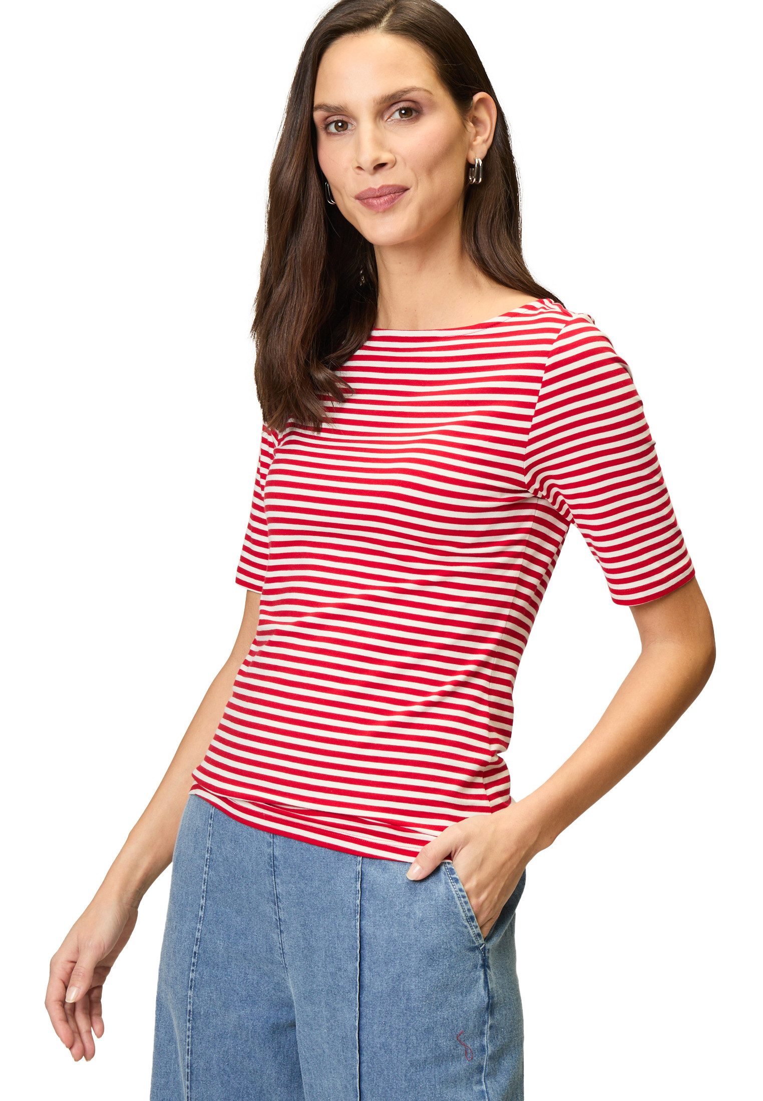 Zero Kurzarmshirt zero Streifenshirt mit U-Boot günstig online kaufen