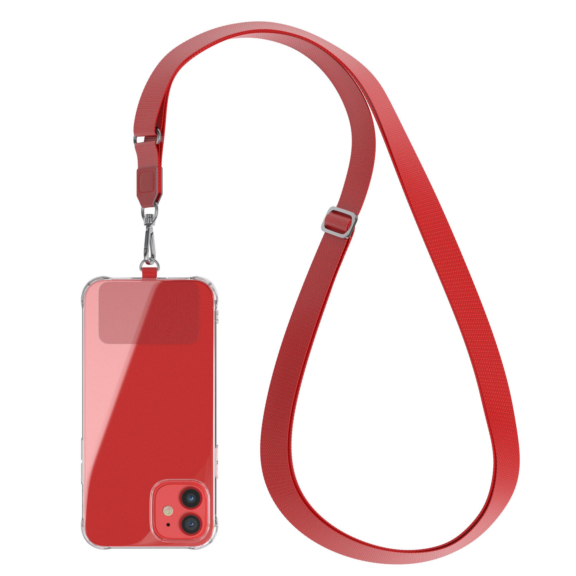 EAZY CASE Handykette Universal Handykette mit Breitband, Case für Unterwegs Festival Handyband mit jeder Hülle kombinierbar Rot