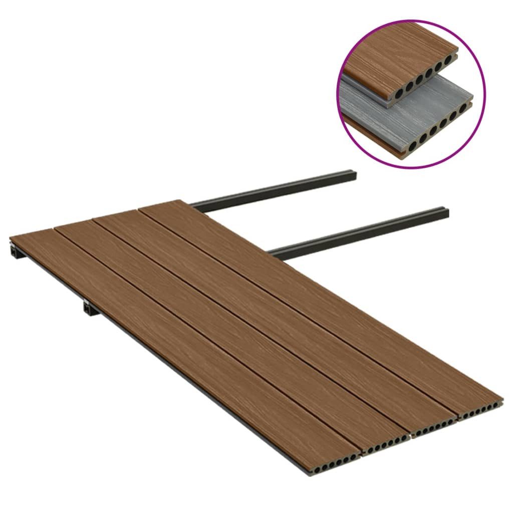 furnicato Terrassendielen WPC mit Zubehör Braun und Grau 10 m² 4 m, BxL: je 14x400 cm