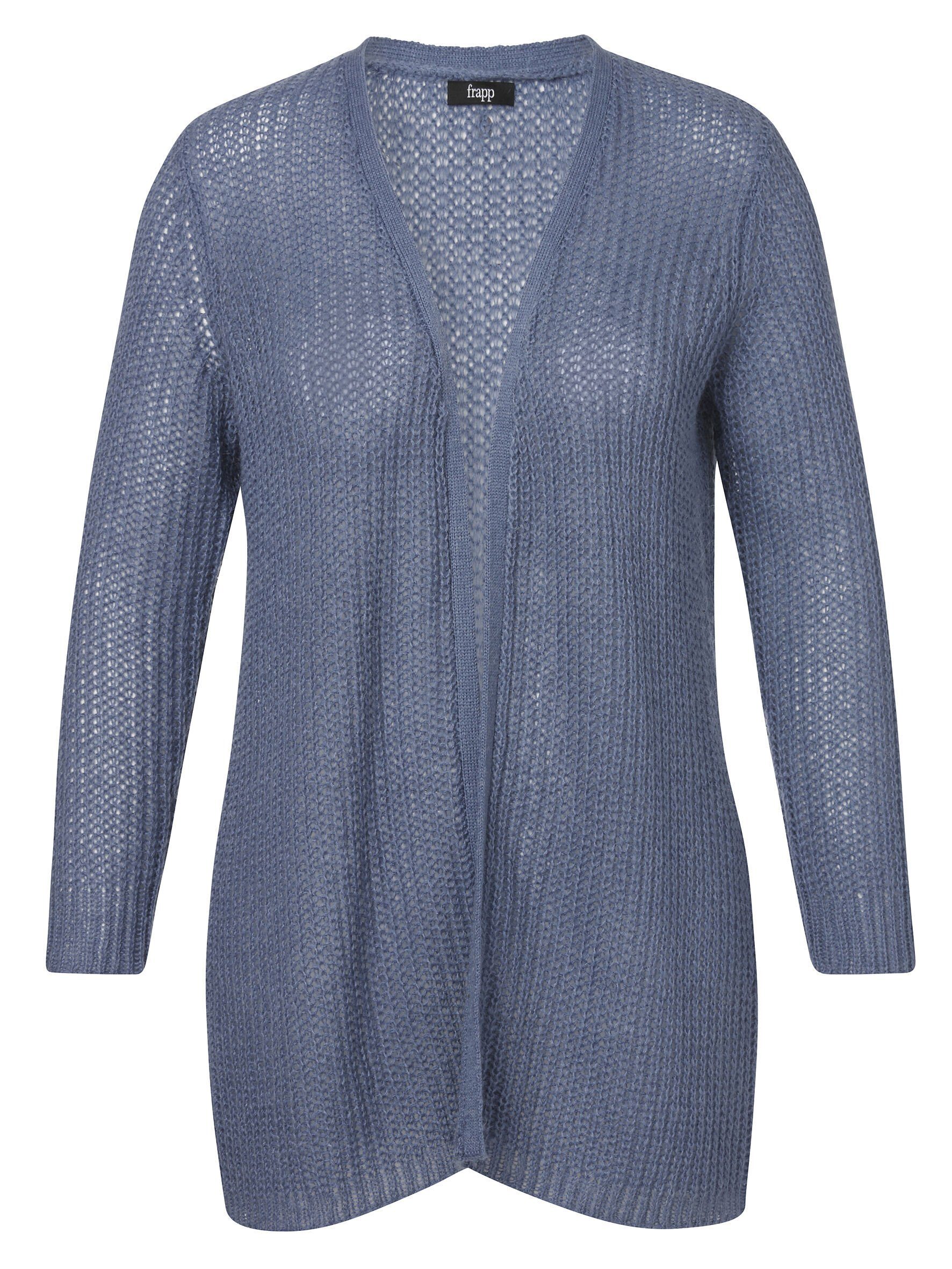 FRAPP Strickjacke aus unifarbenem Stoff iceblue