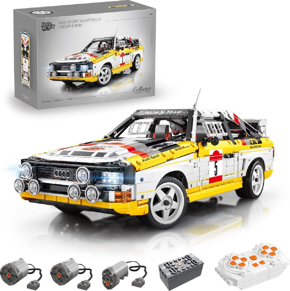 Happy Build Bole Brick YC-23043 Audi Sport Quattro S1 mit 3.887 Teilen RC-Modell Konstruktions-Spielset, (3887 St)