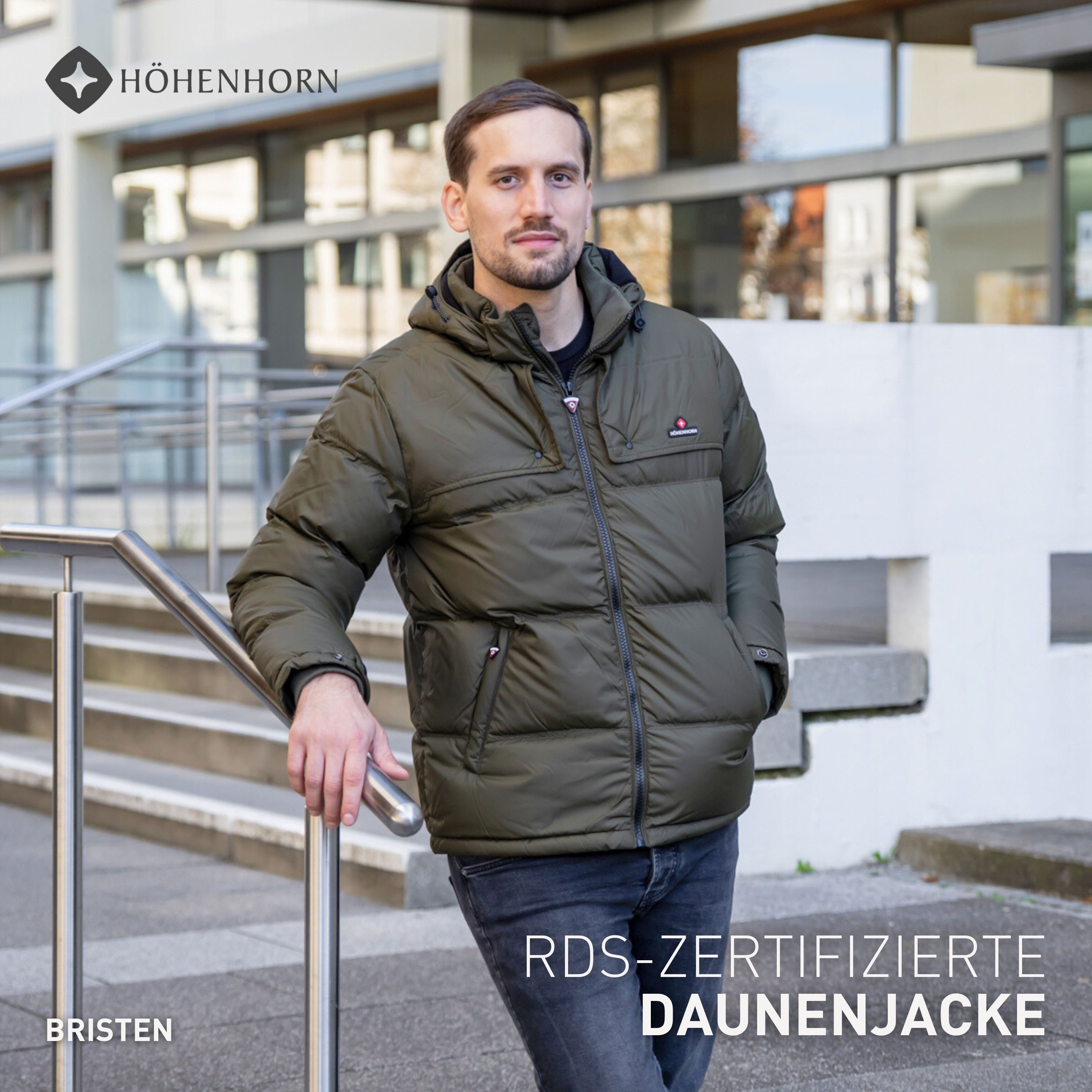 Höhenhorn Winterjacke Bristen Herren Daunen Jacke für Männer Gefüttert Thermo RDS-zertifizierte Daunen