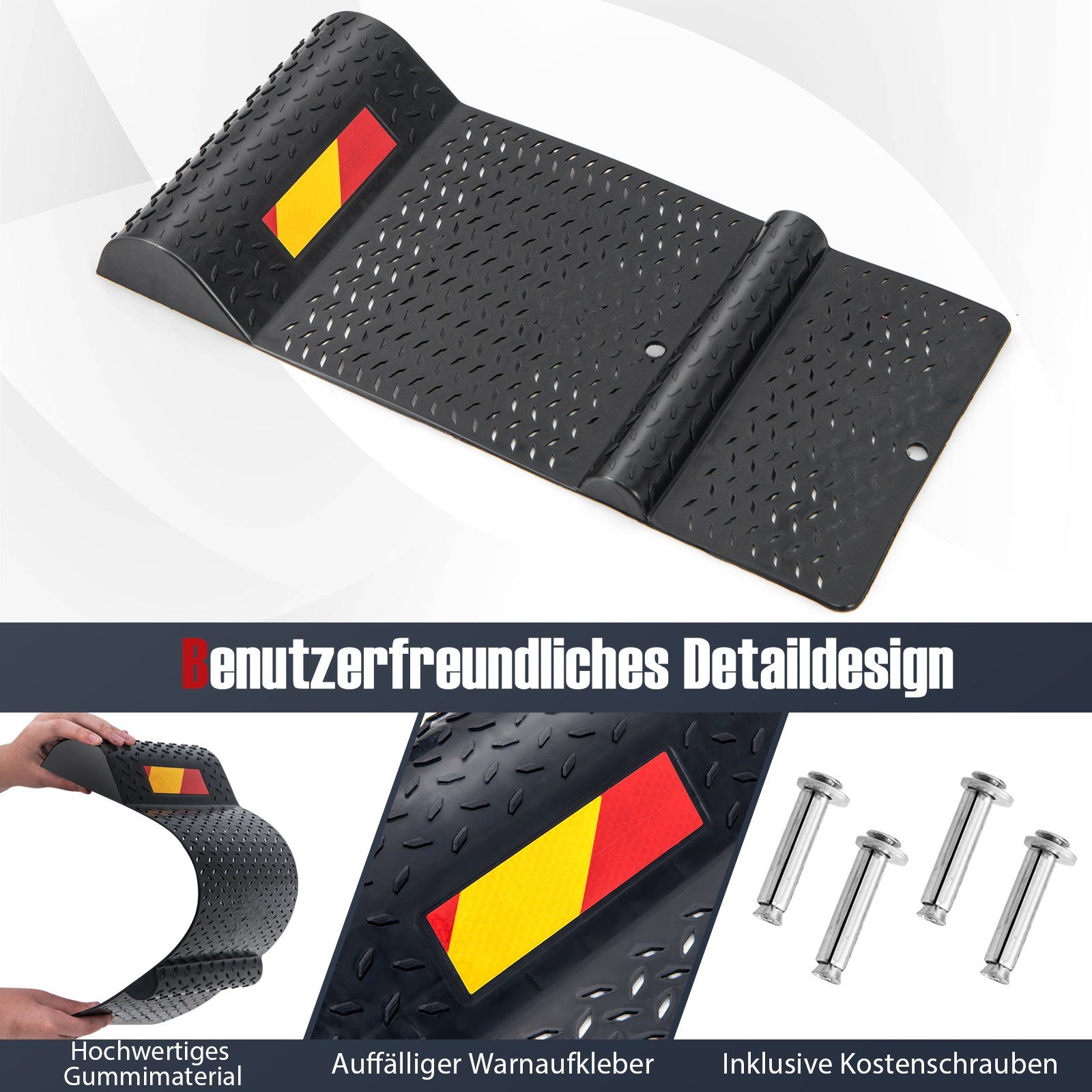 Parkschwelle, mit aus Bremsschwelle Gummi COSTWAY 2er Einparkhilfe