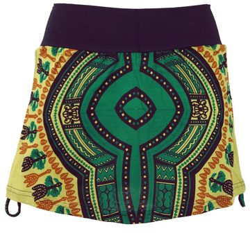 Guru-Shop Minirock Minirock, Dashiki Yogarock zum Raffen - lemon alternative Bekleidung