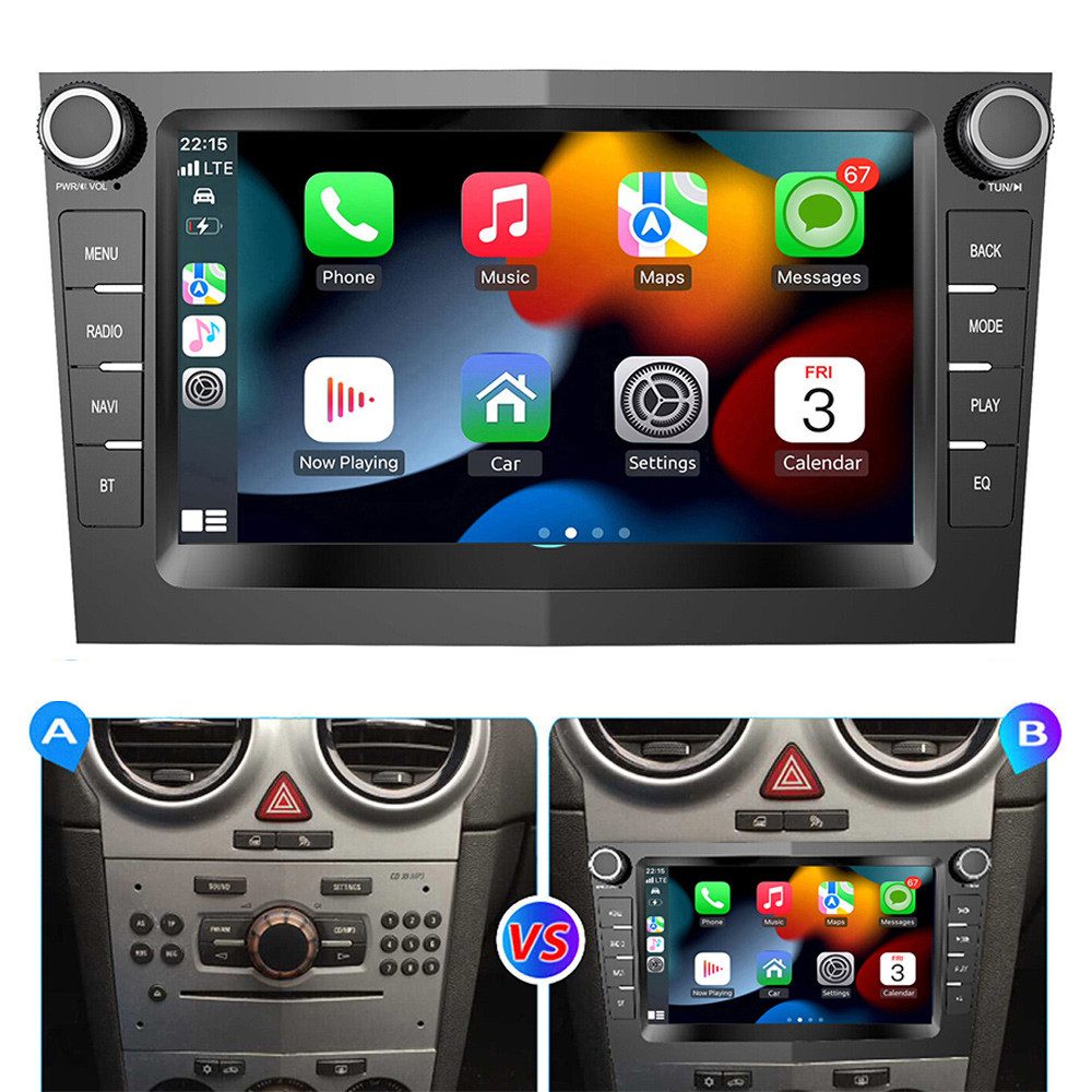 ESSGOO 7" Android 14 Carplay GPS Für Opel Astra H Corsa C D Vectra C Zafira Autoradio (DAB+ (optional), FM, RDS, Wireless Android Auto FM RDS Bluetooth EQ USB WIFI Touchscreen SWC)