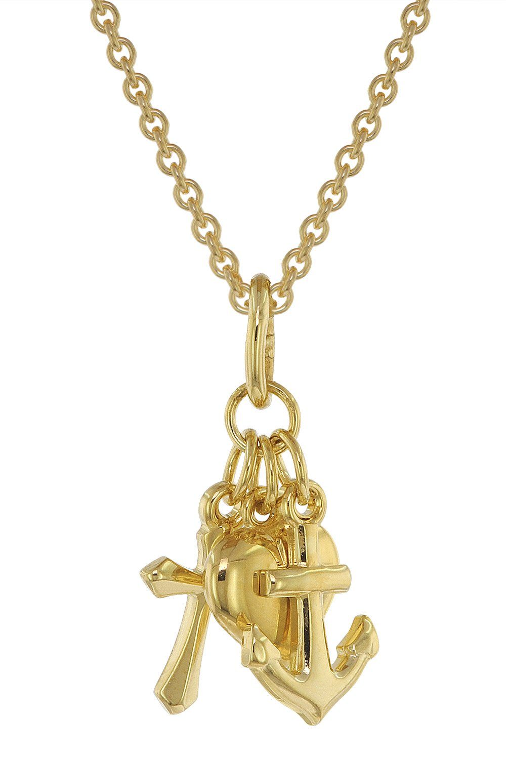 Produktbild von Fish Goldkette Mit Anker Herz Und Kreuz Anhänger Verstellbare