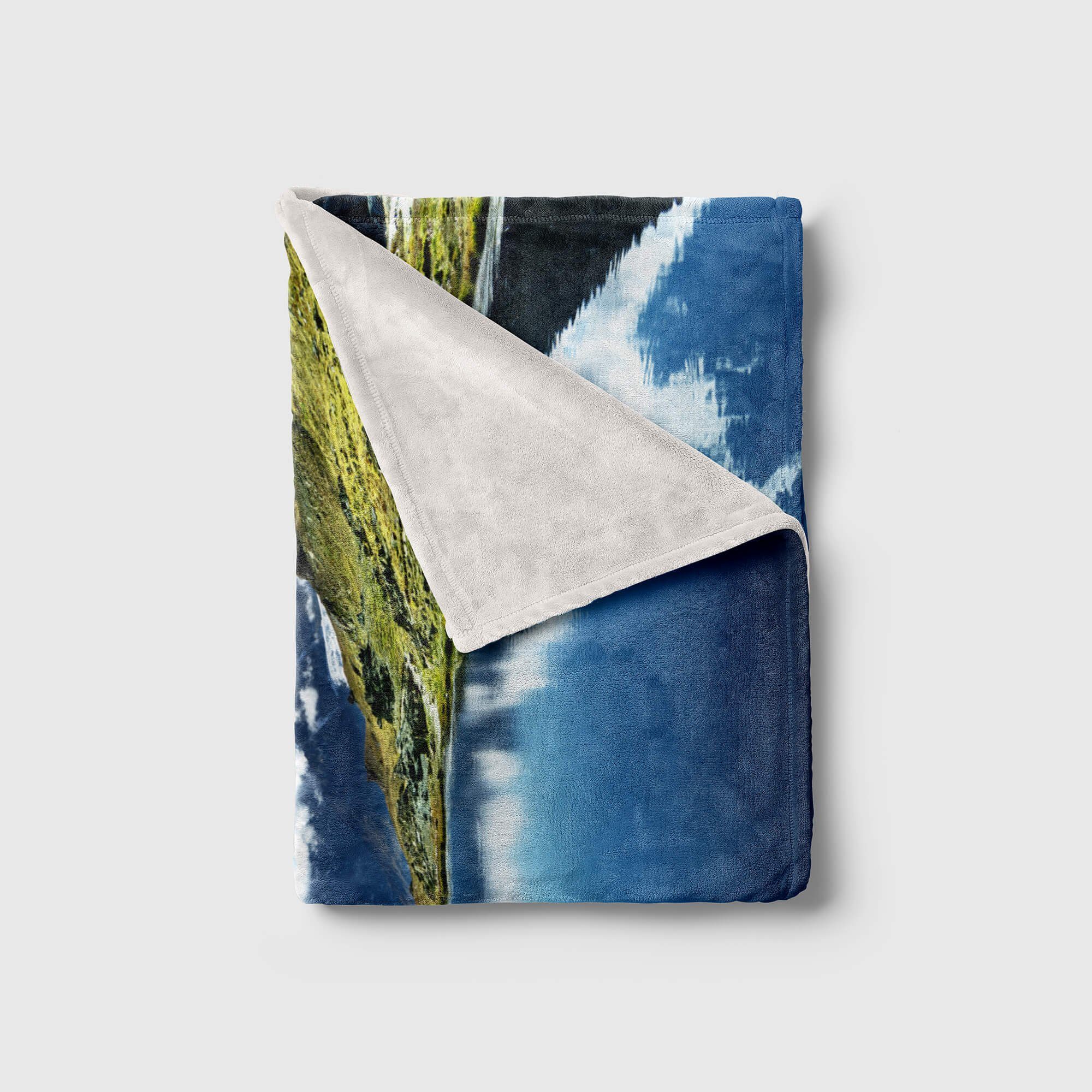 Art Handtücher Schön, Bergsee Saunatuch Handtuch (1-St), Wolken Strandhandtuch Alpen Kuscheldecke mit Fotomotiv Sinus Handtuch Baumwolle-Polyester-Mix